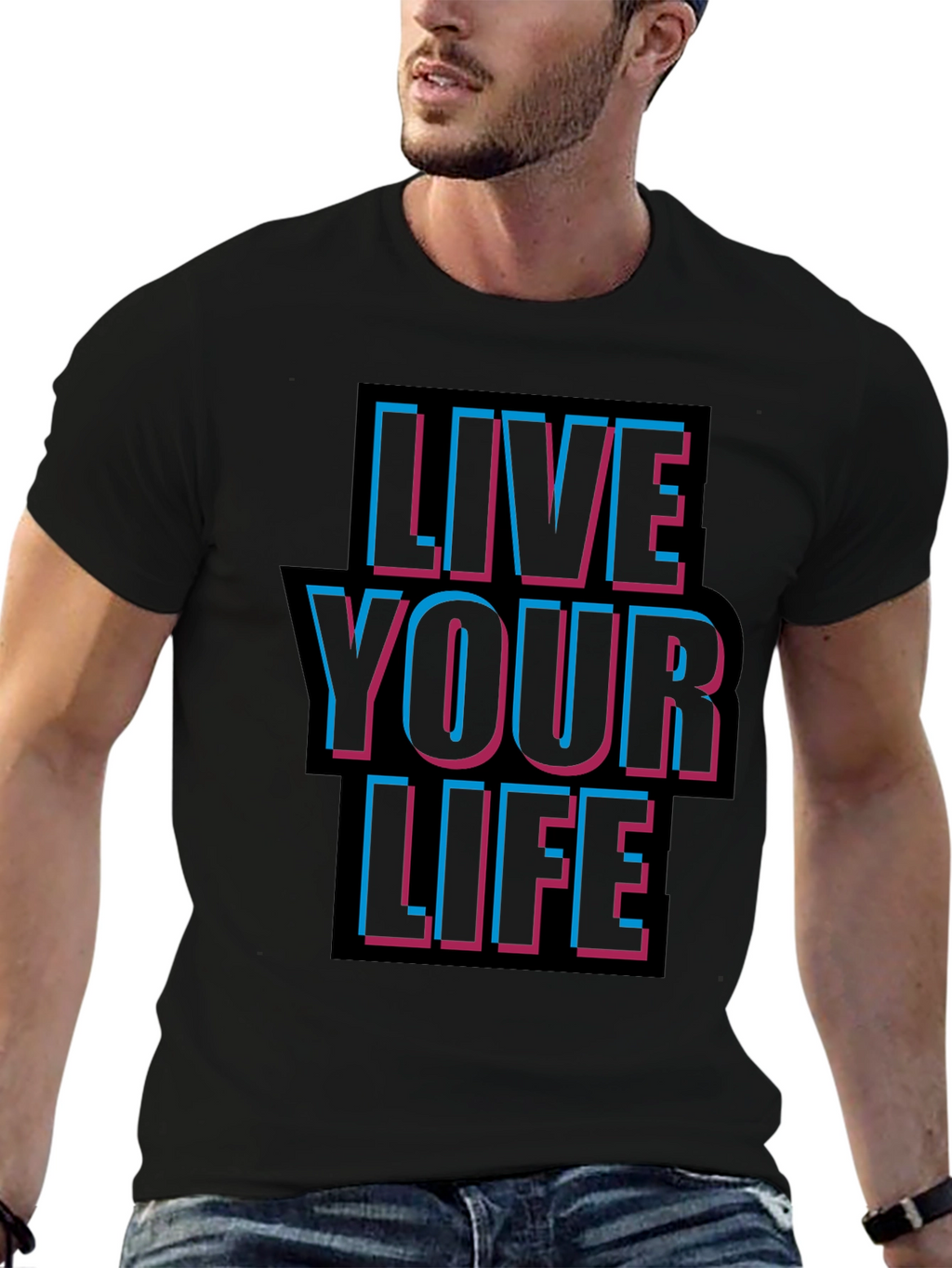 Live Your Life Graphic Tee - Black T-Shirt