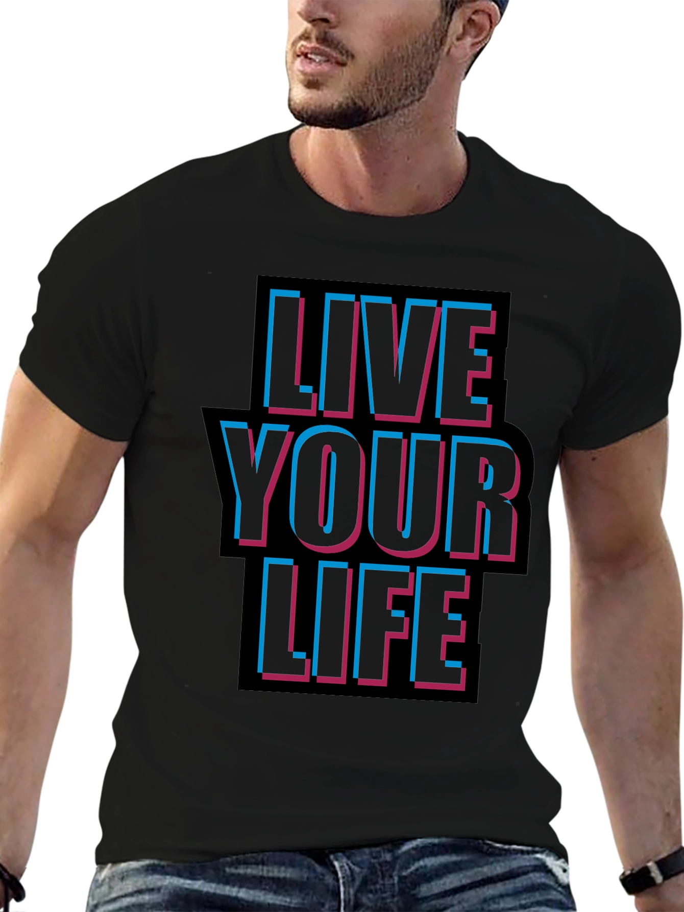 Live Your Life Graphic Tee - Black T-Shirt