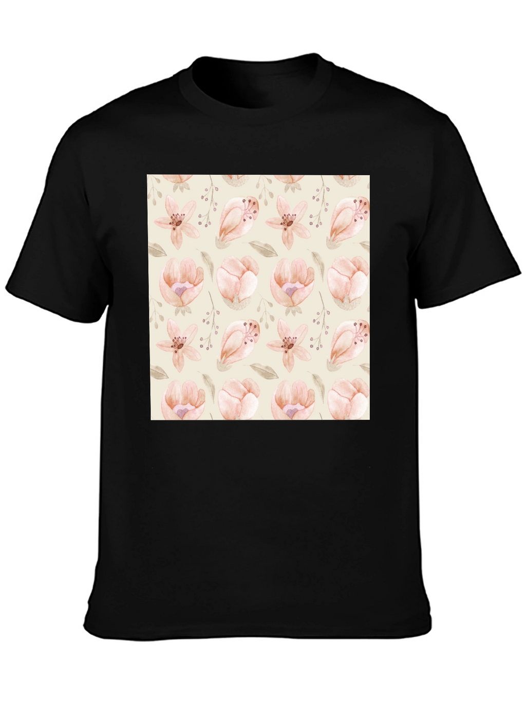 Floral Print Black T-Shirt - Stylish Casual Wear