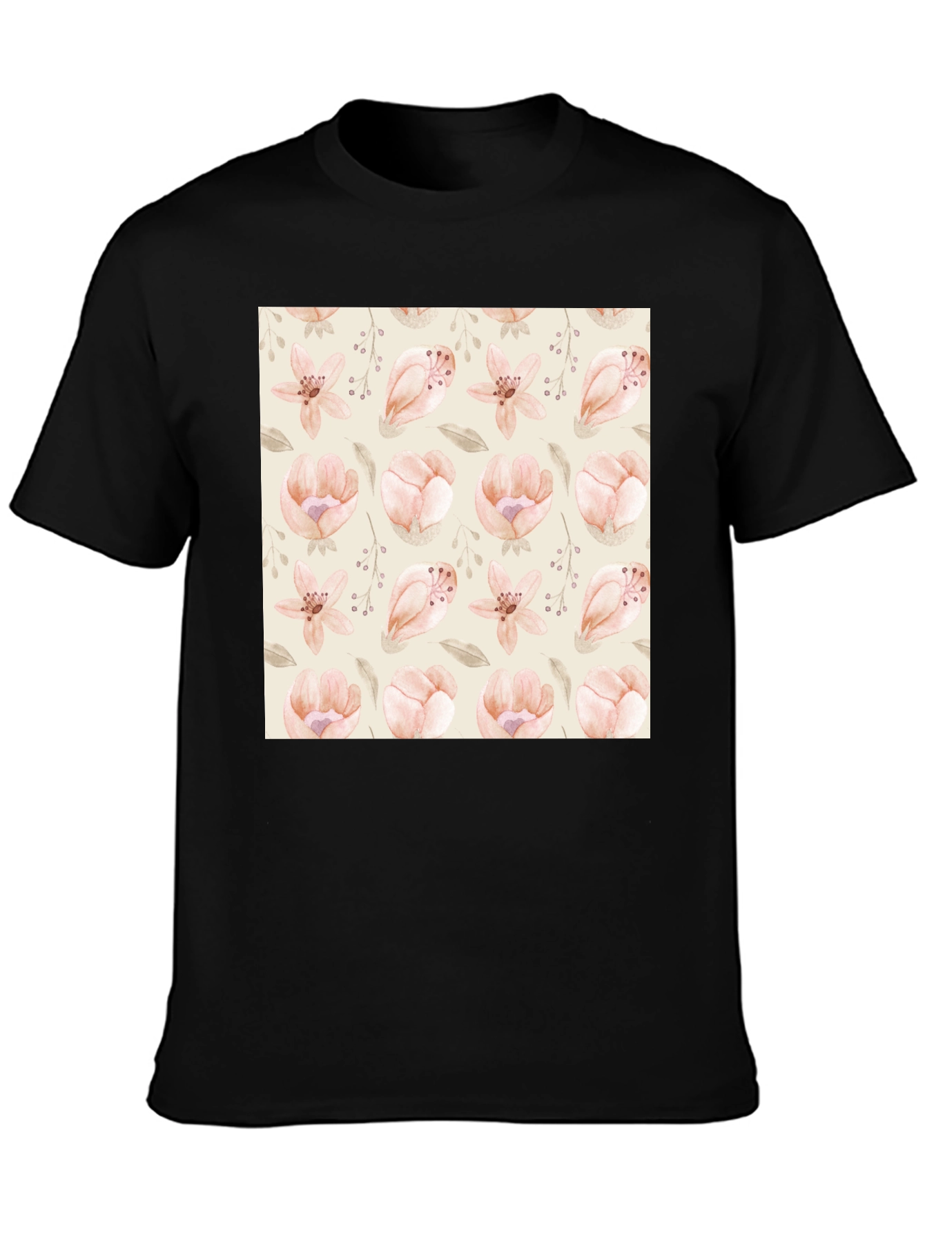 Floral Print Black T-Shirt - Stylish Casual Wear