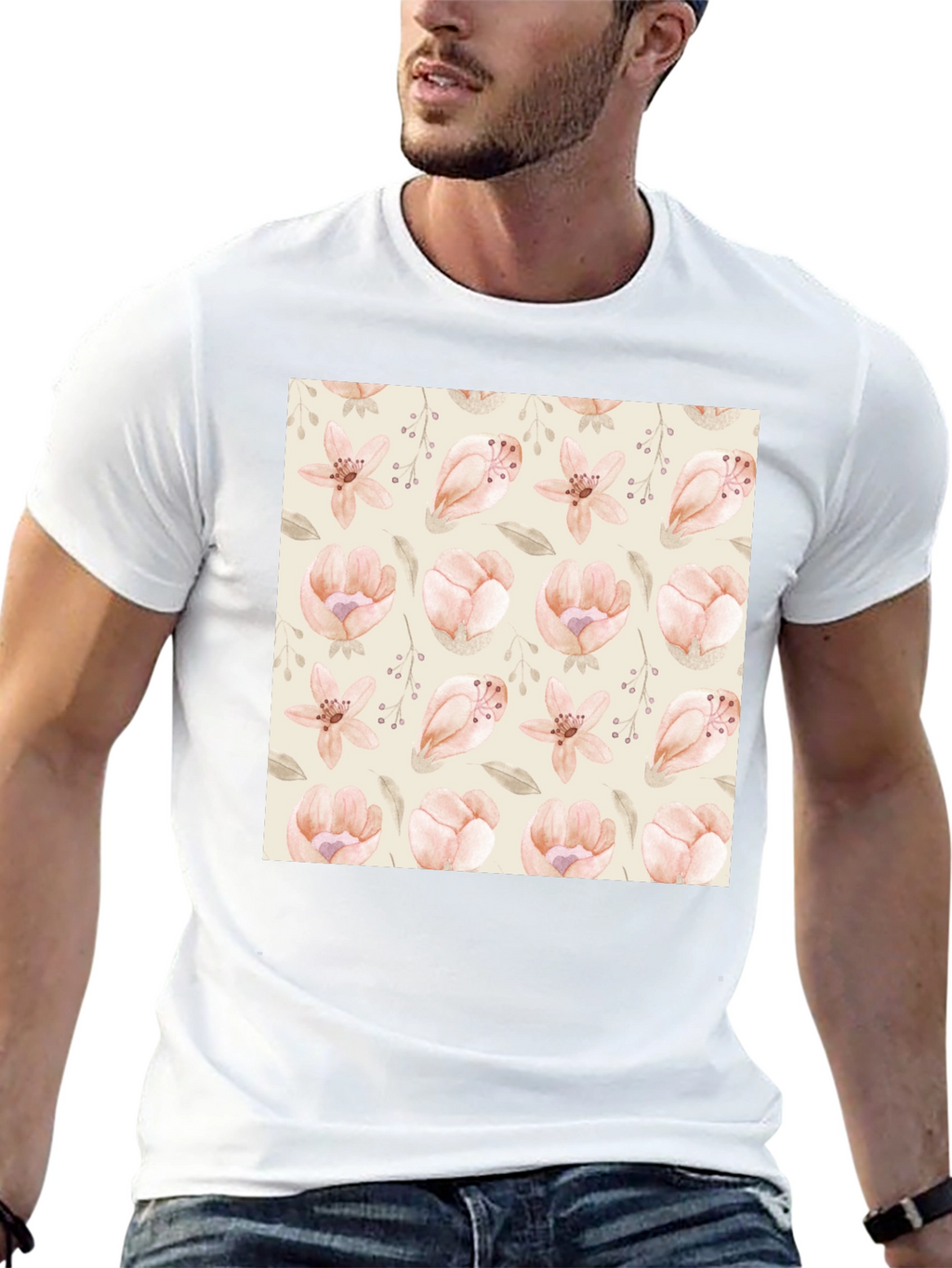 Floral Print Black T-Shirt - Stylish Casual Wear
