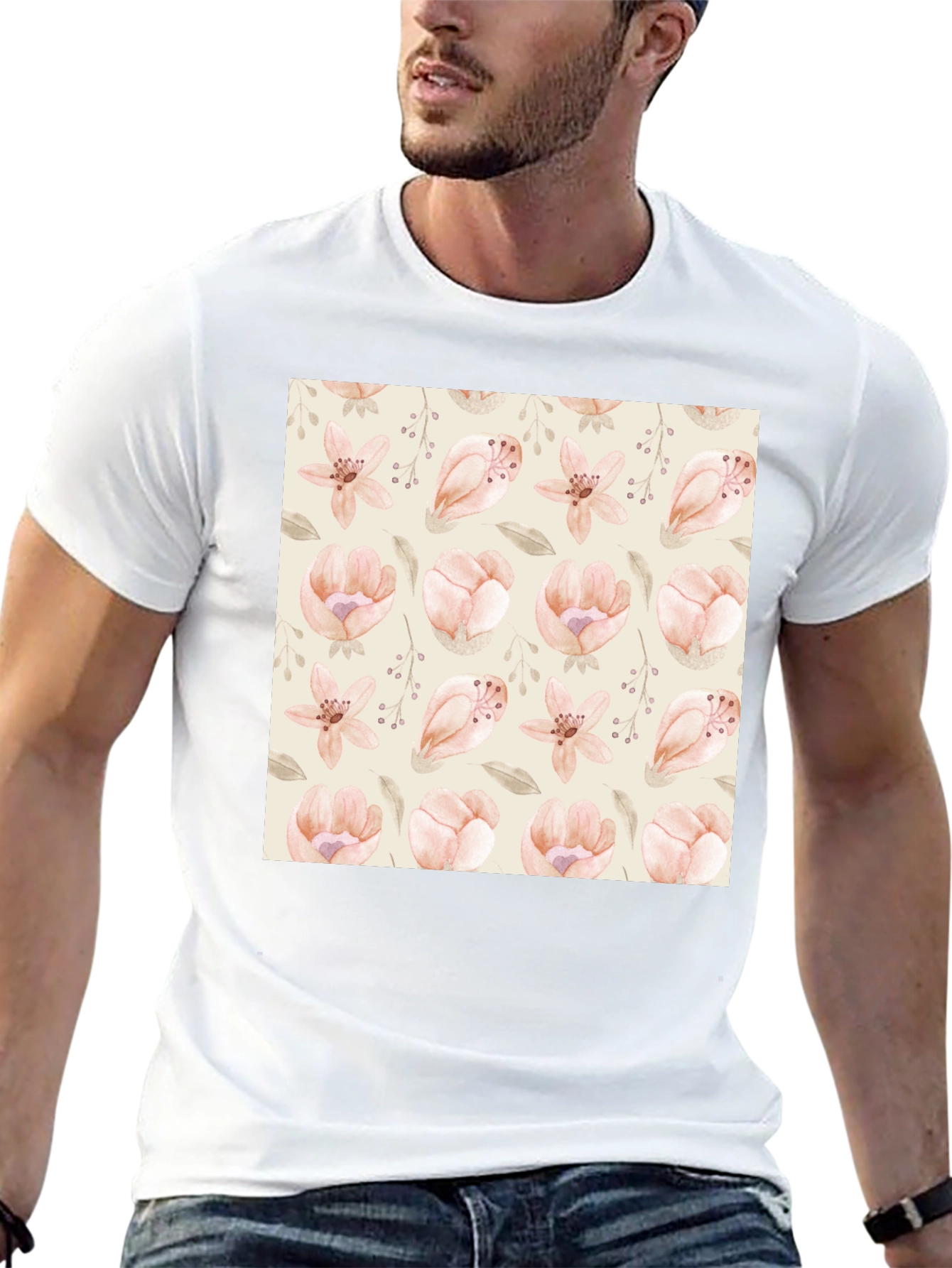 Floral Print Black T-Shirt - Stylish Casual Wear