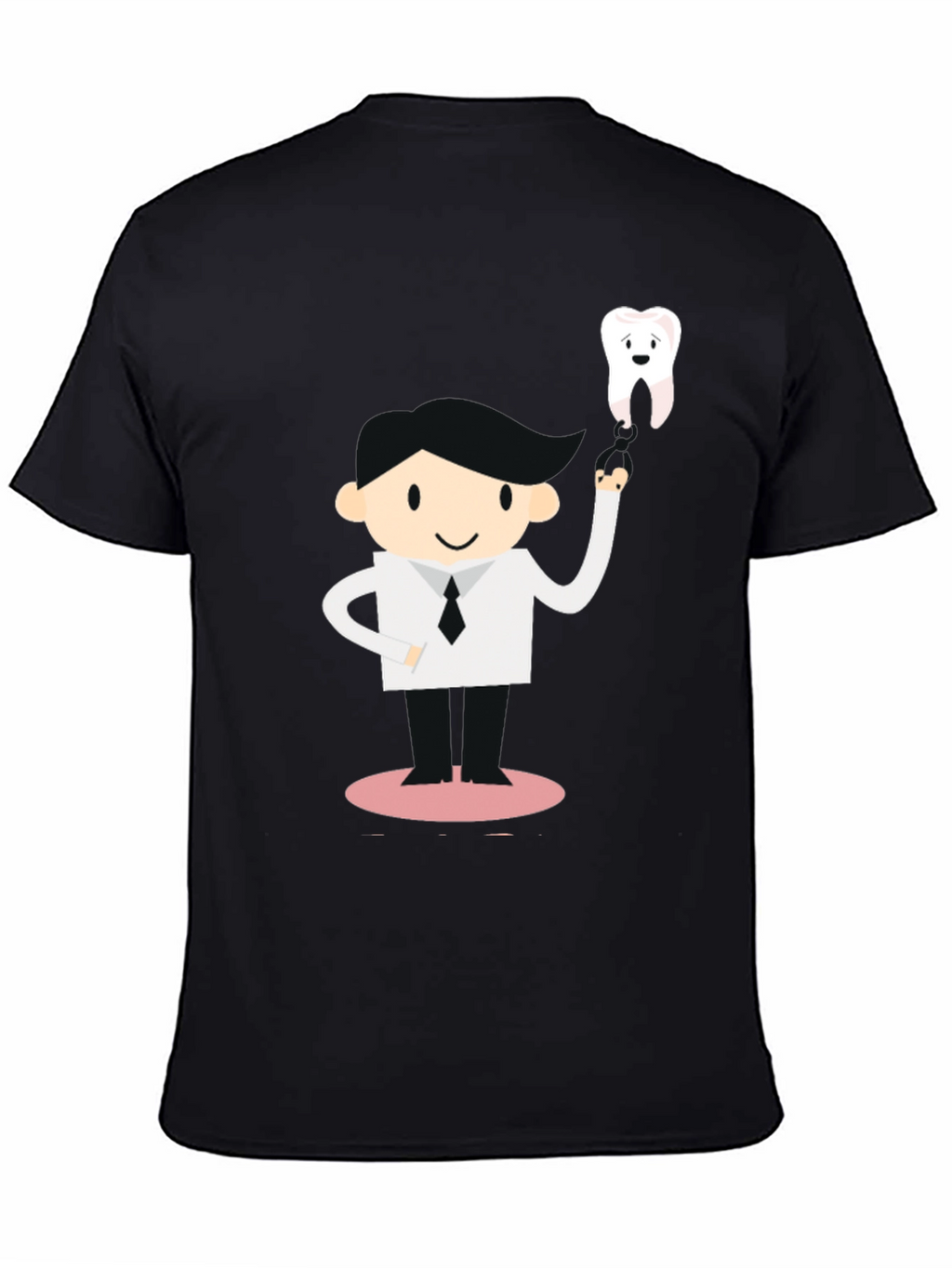 Dentist Cartoon Graphic Black T-Shirt