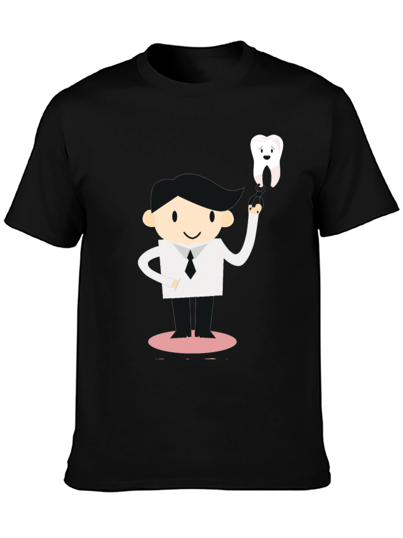 Dentist Cartoon Graphic Black T-Shirt