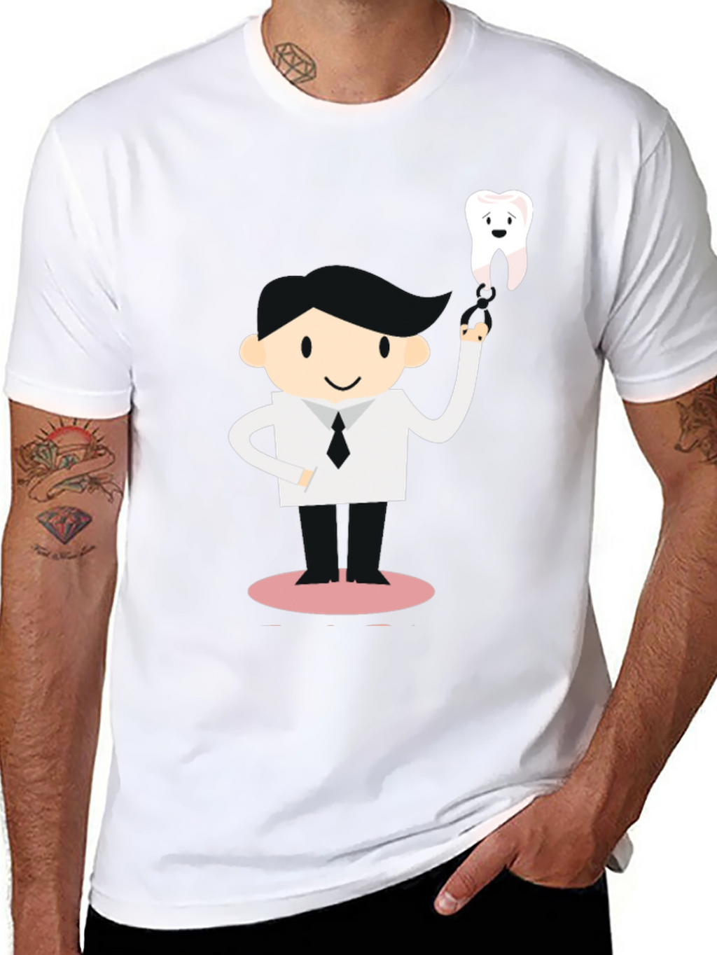 Dentist Cartoon Graphic Black T-Shirt