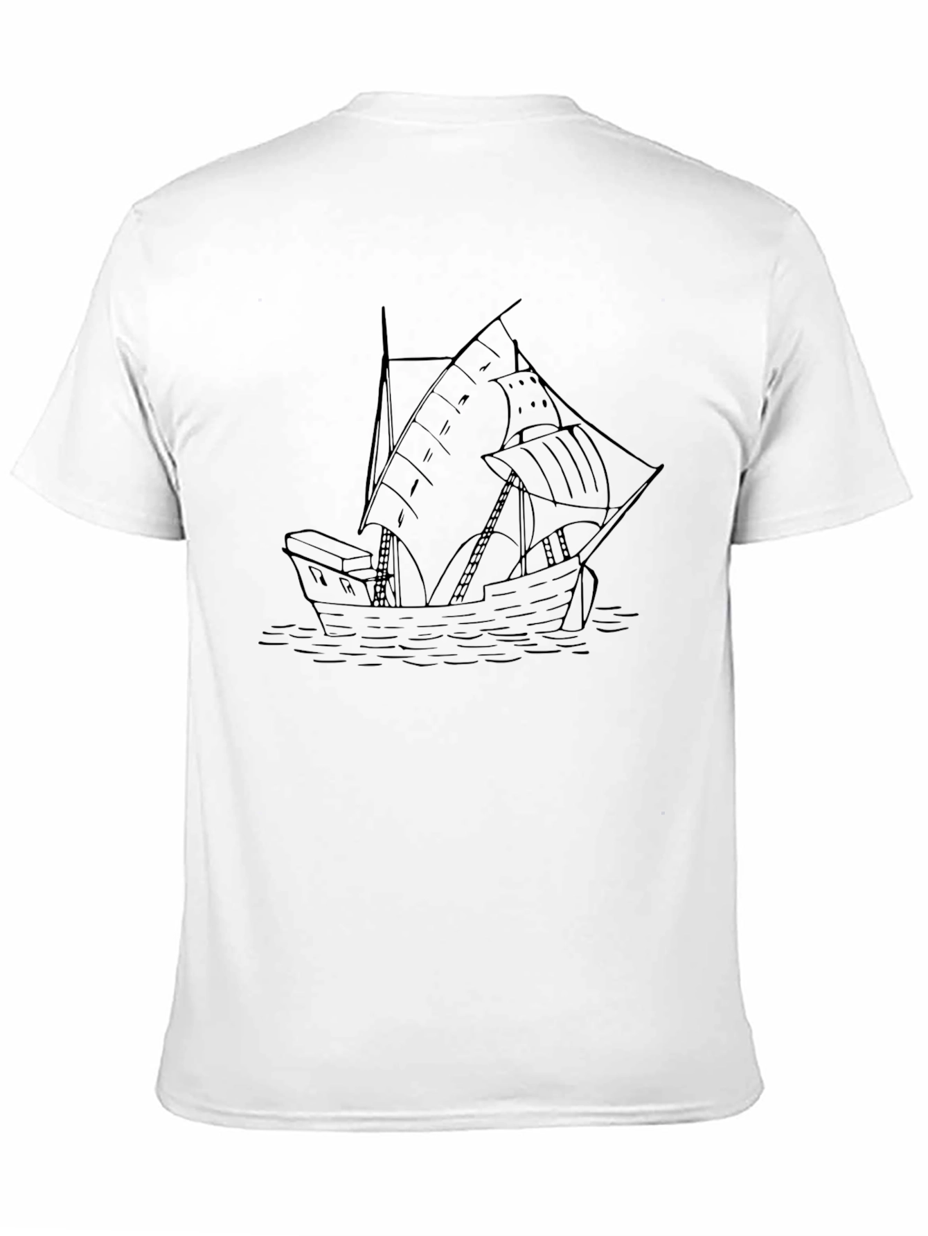 Nautical Ship Black Graphic Tee for Men