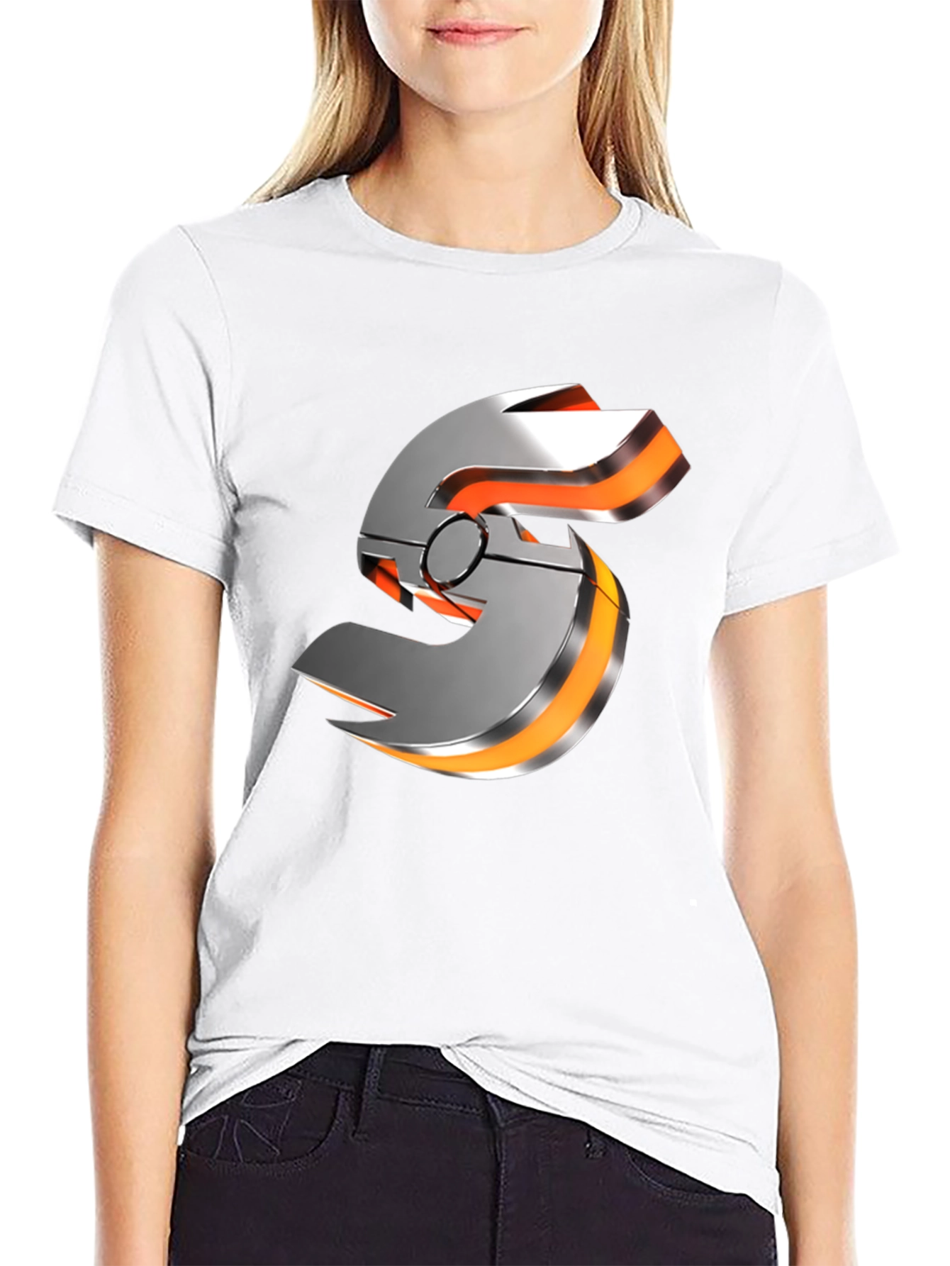 Futuristic Graphic T-Shirt - Metallic S Logo