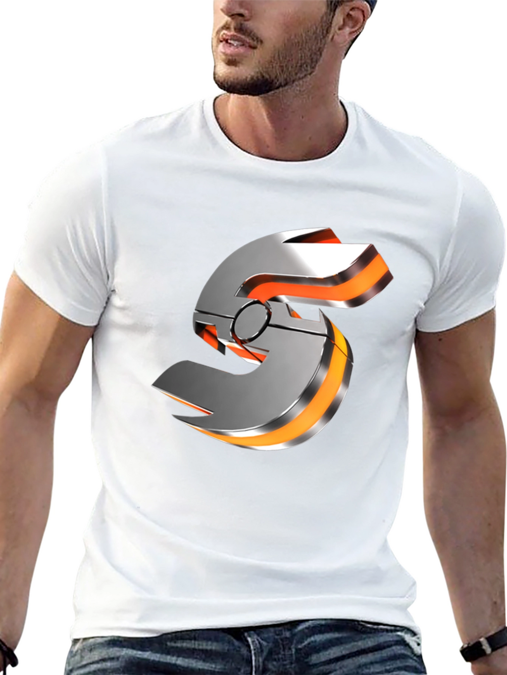 Futuristic Graphic T-Shirt - Metallic S Logo