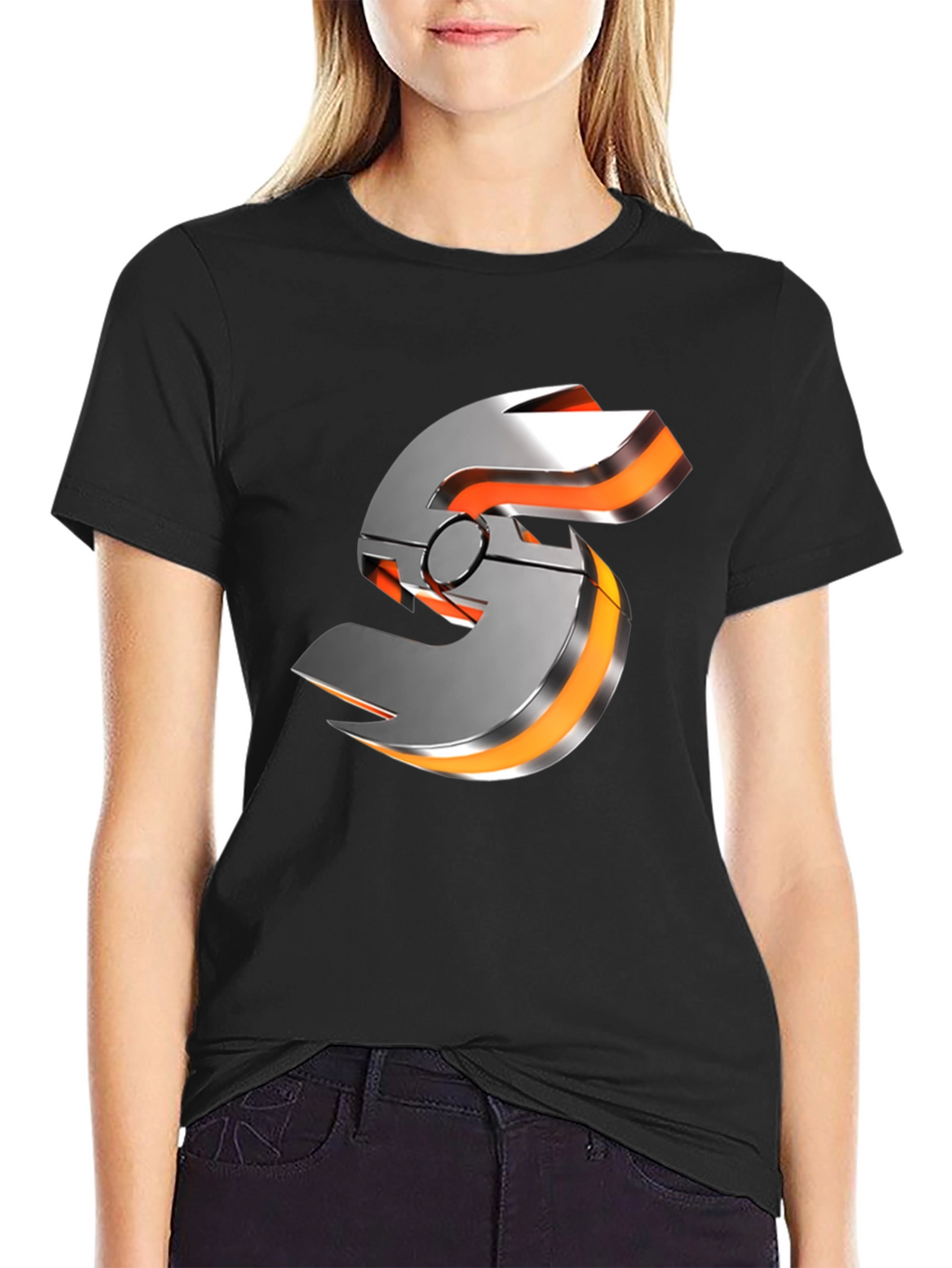 Futuristic Graphic T-Shirt - Metallic S Logo