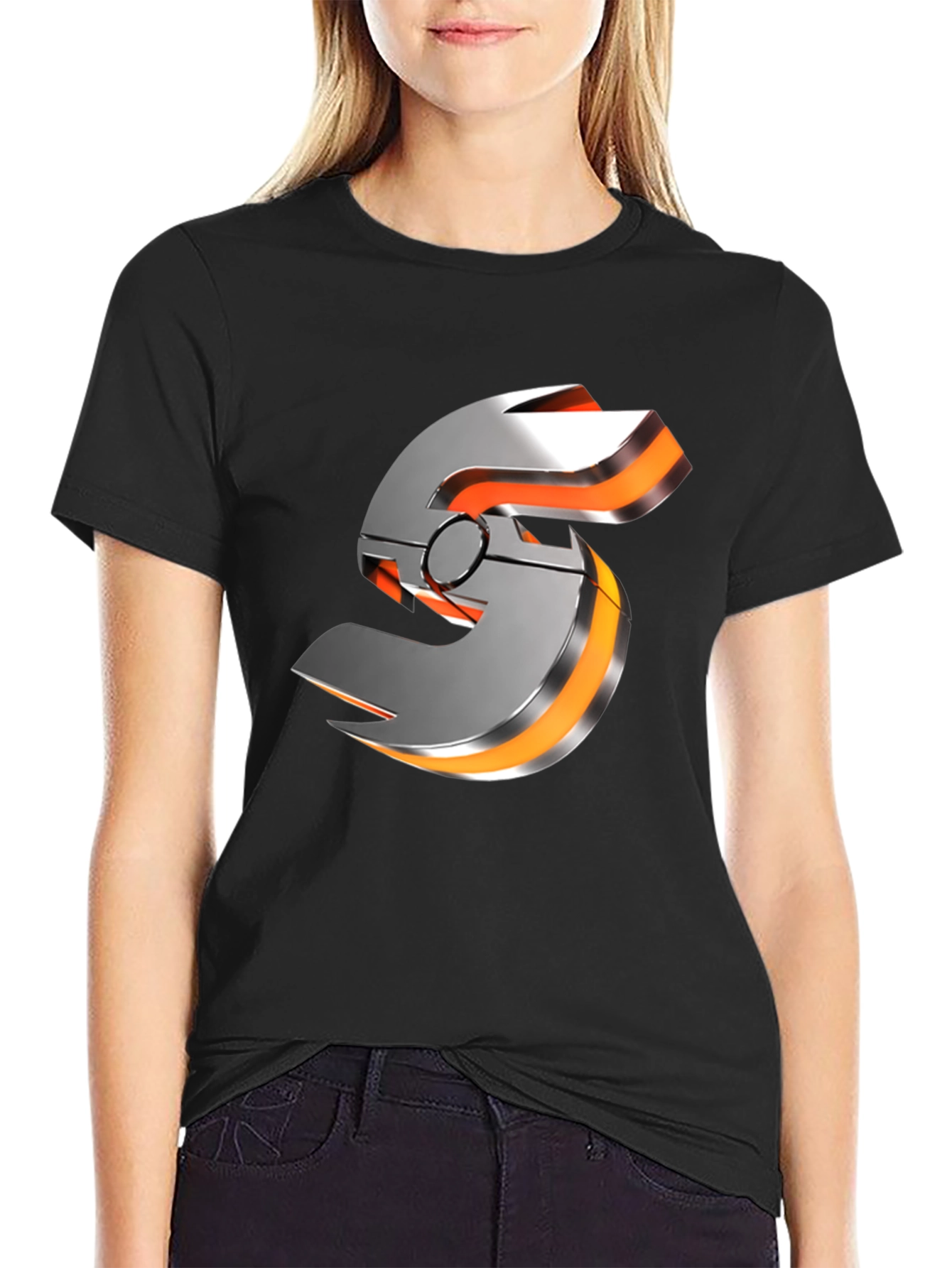 Futuristic Graphic T-Shirt - Metallic S Logo