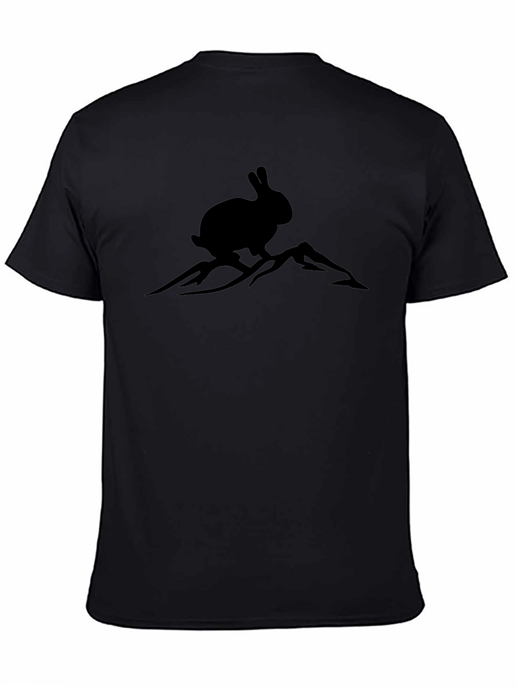 Rabbit on Mountain Tee - Black Graphic T-Shirt