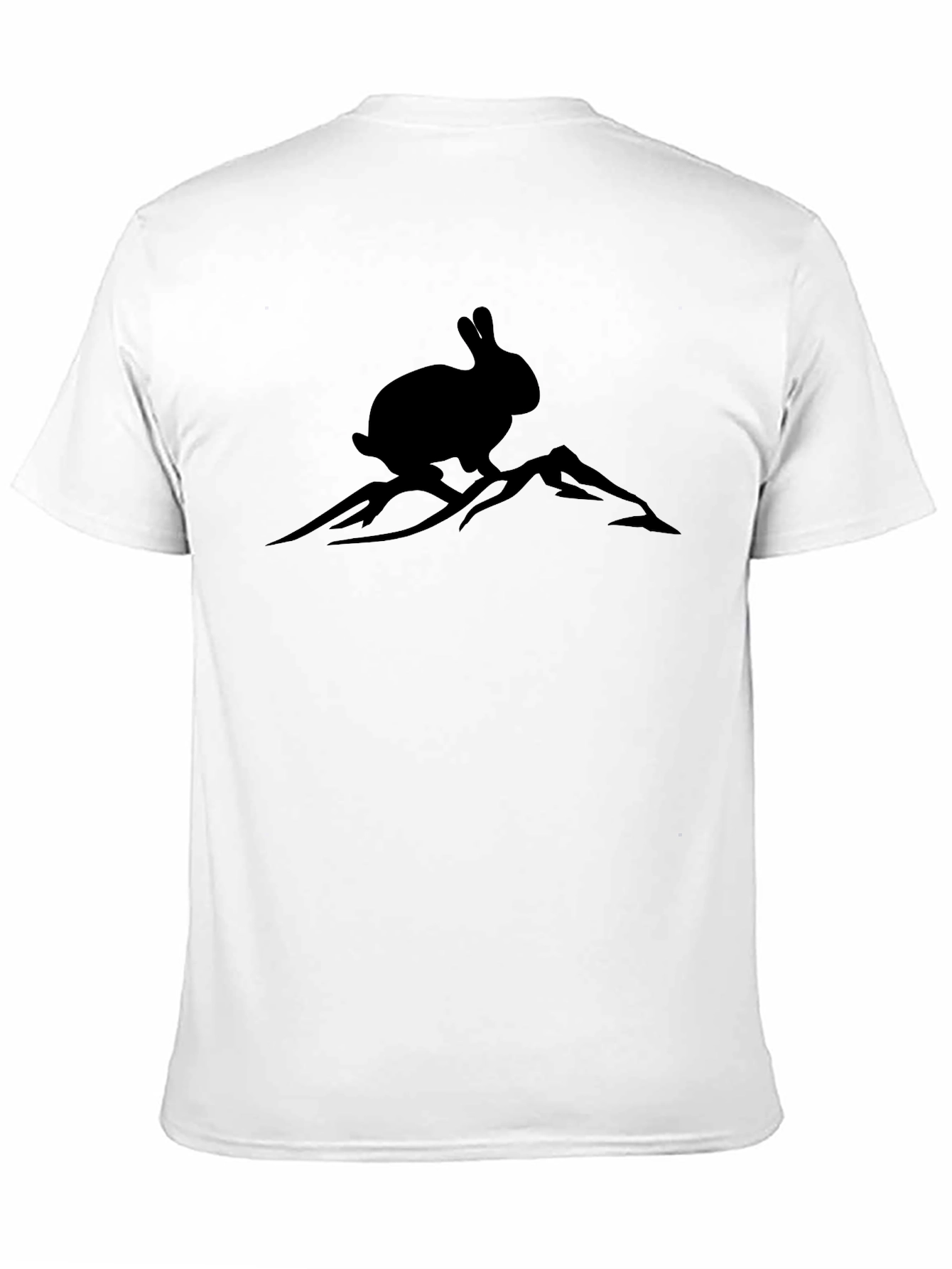 Rabbit on Mountain Tee - Black Graphic T-Shirt