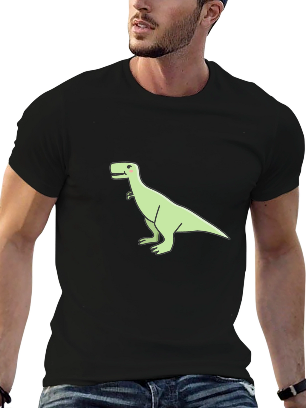 Dinosaur Graphic Tee - Casual Black T-Shirt