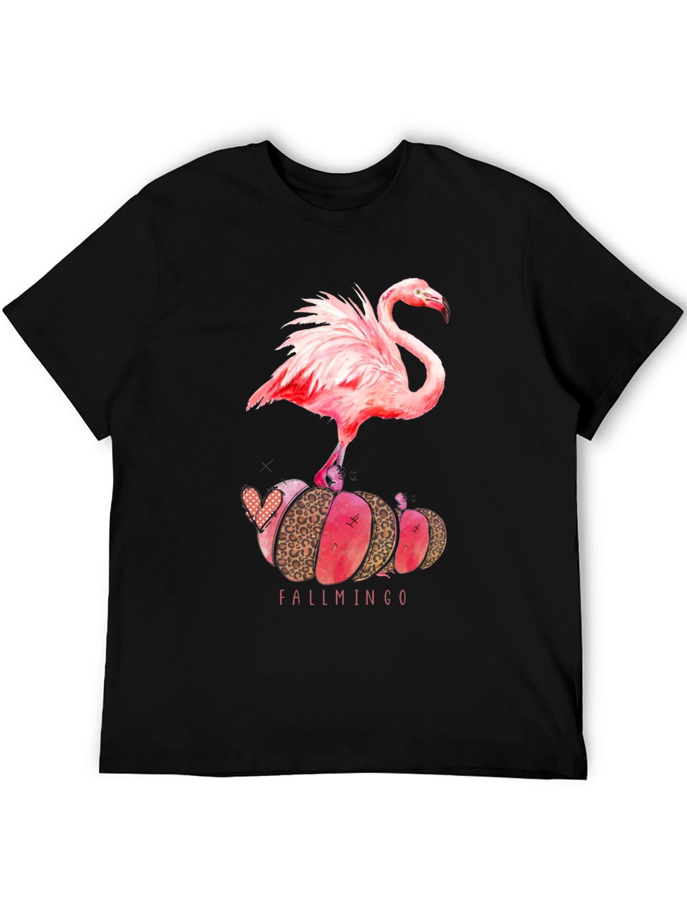 Fallmingo T-Shirt: Pink Flamingo Pumpkin Design