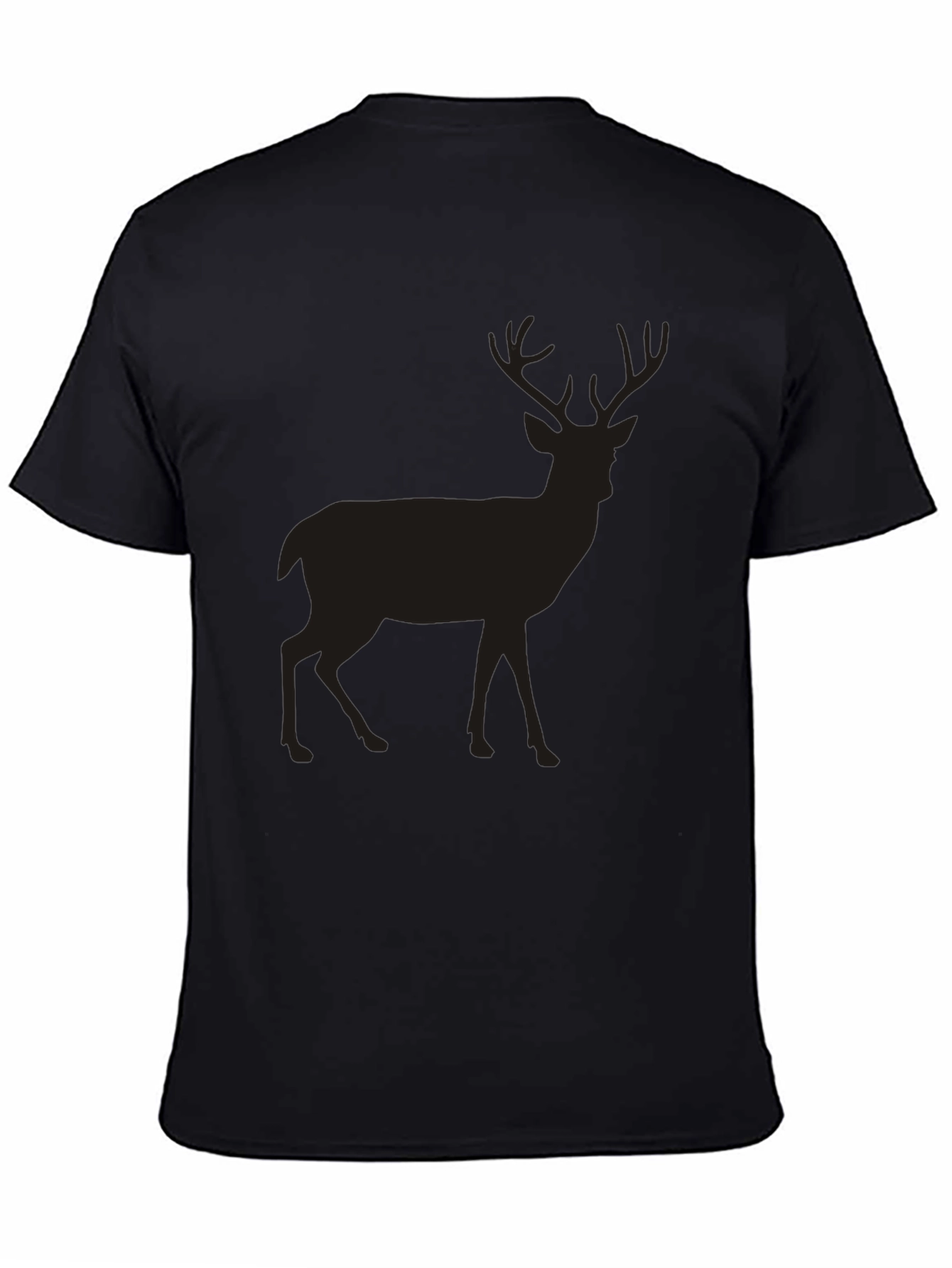 Mens Black Deer Graphic Tee - Classic Crew Neck Casual T-Shirt