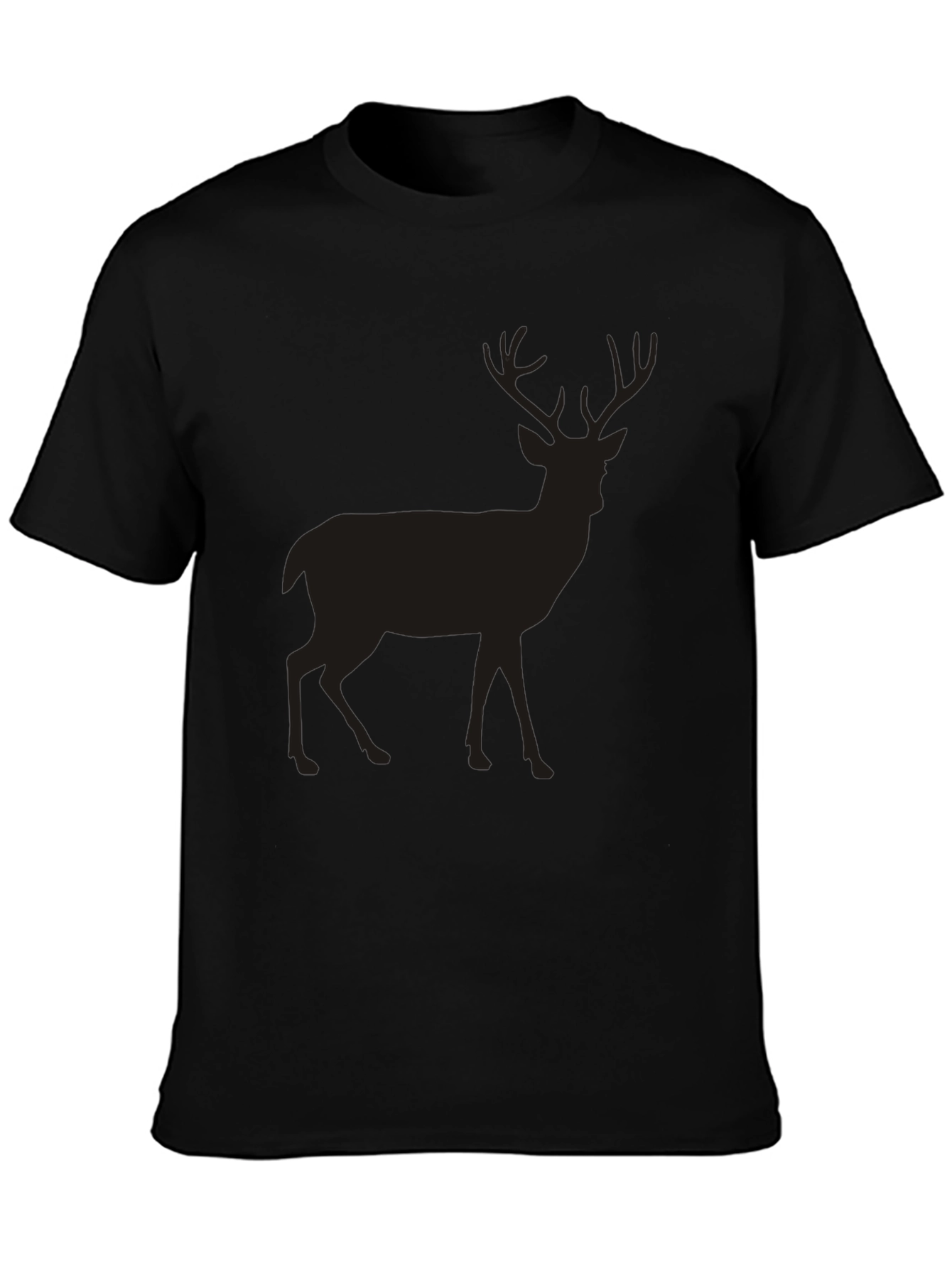 Mens Black Deer Graphic Tee - Classic Crew Neck Casual T-Shirt