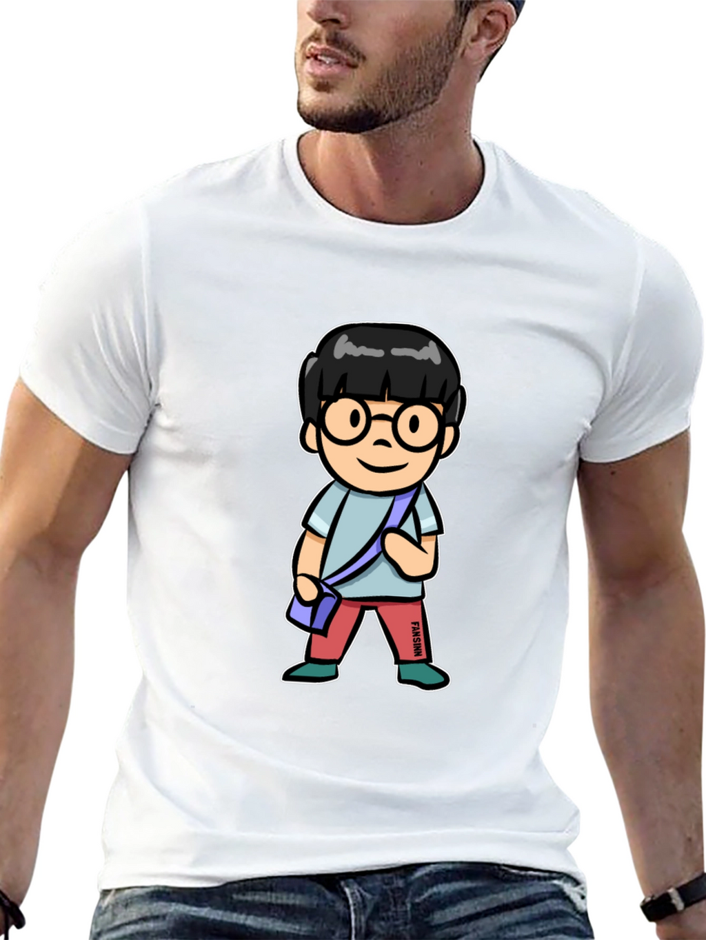 Cartoon Character T-Shirt Black Cotton Tee
