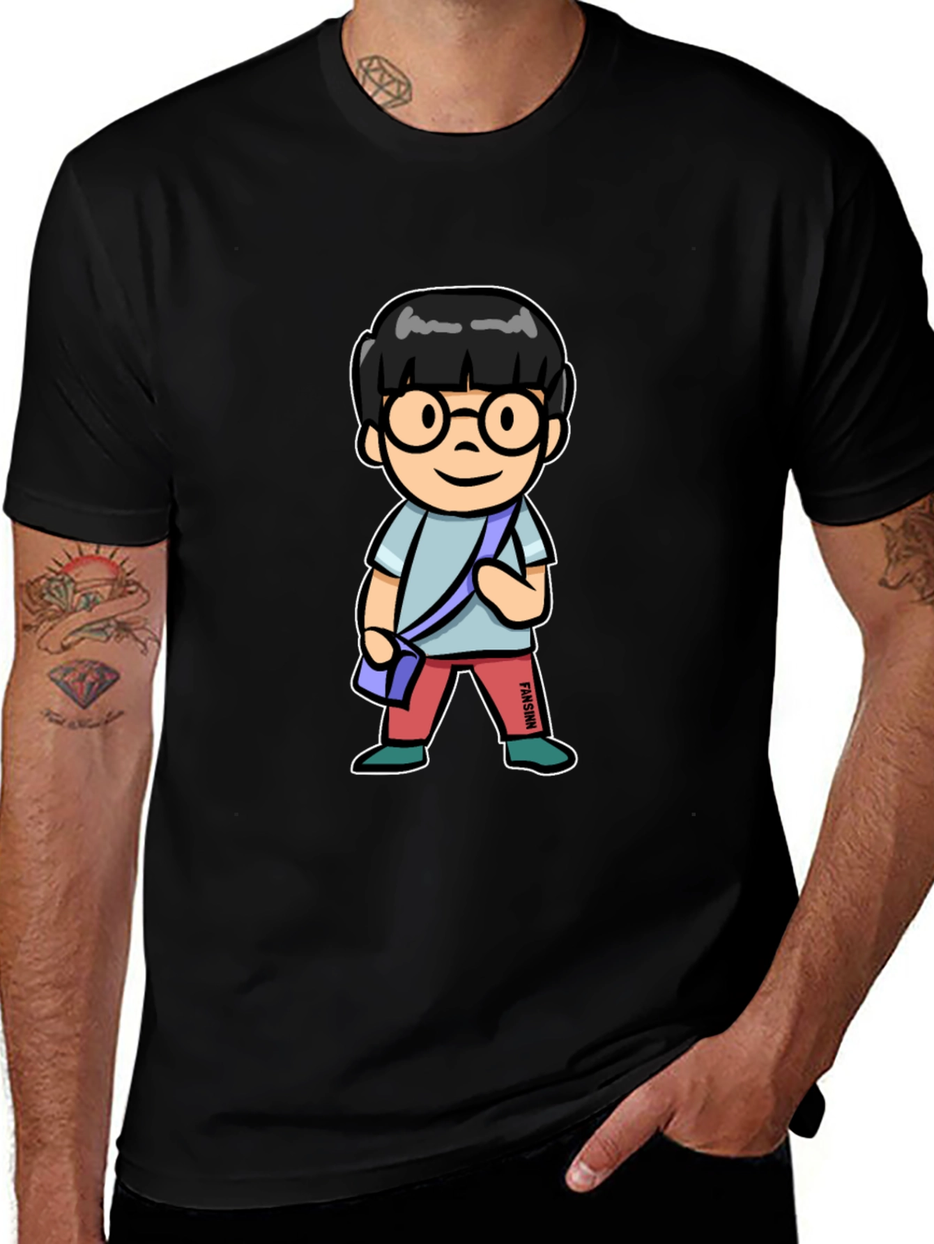 Cartoon Character T-Shirt Black Cotton Tee