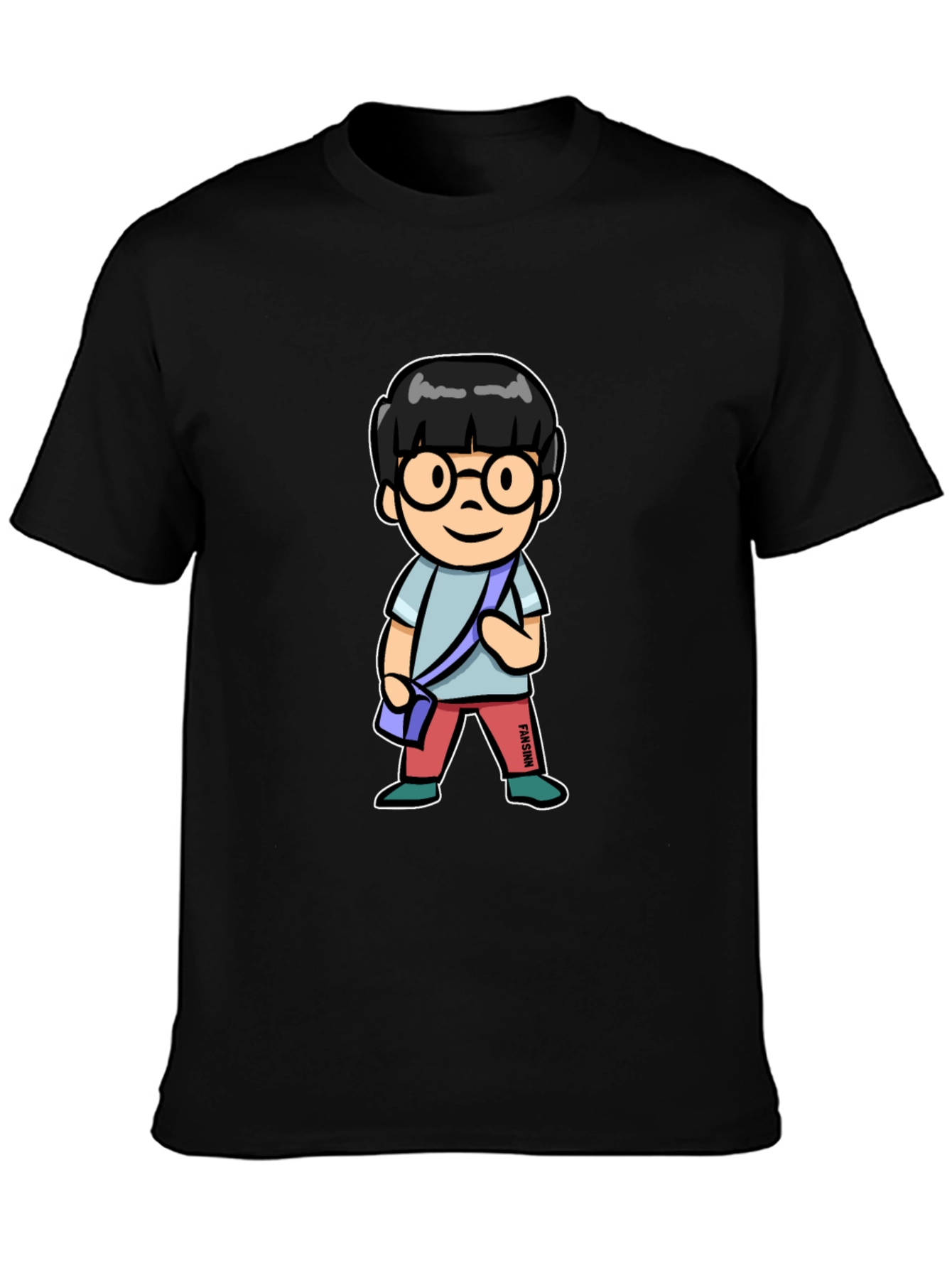 Cartoon Character T-Shirt Black Cotton Tee