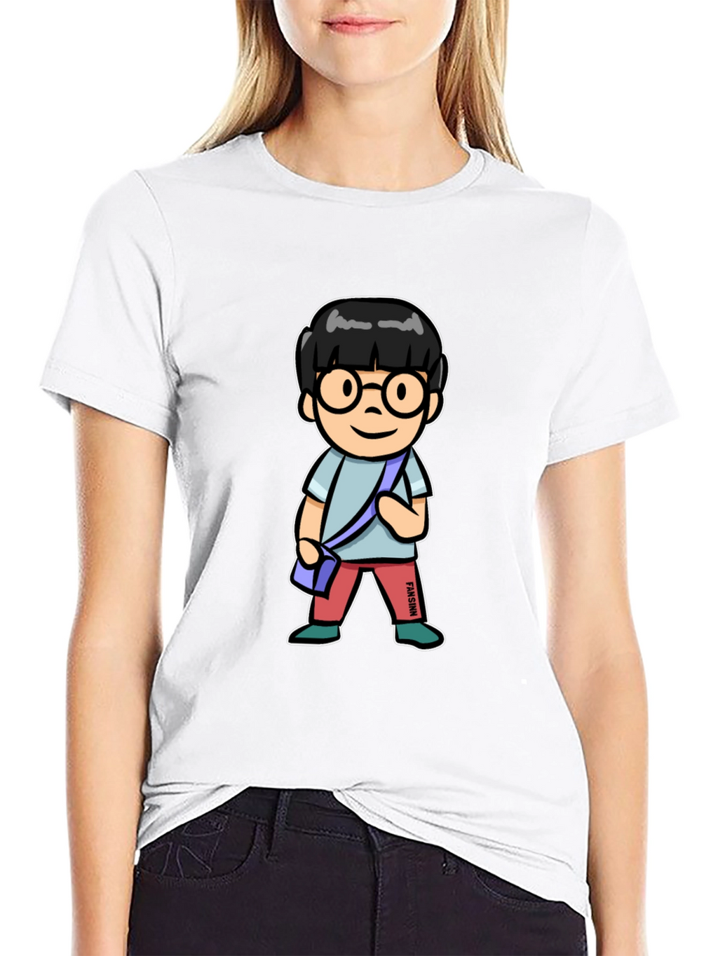 Cartoon Character T-Shirt Black Cotton Tee
