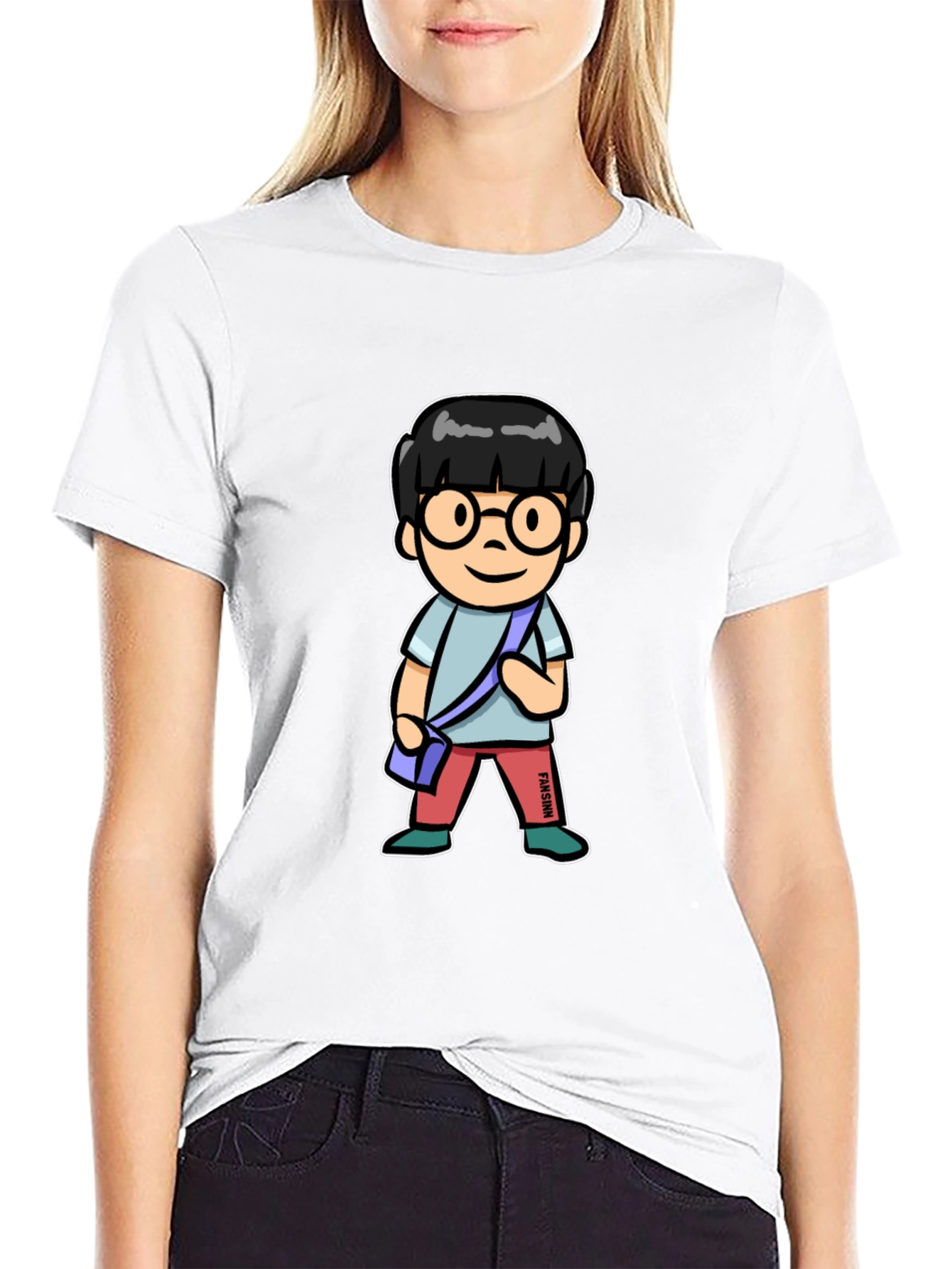Cartoon Character T-Shirt Black Cotton Tee