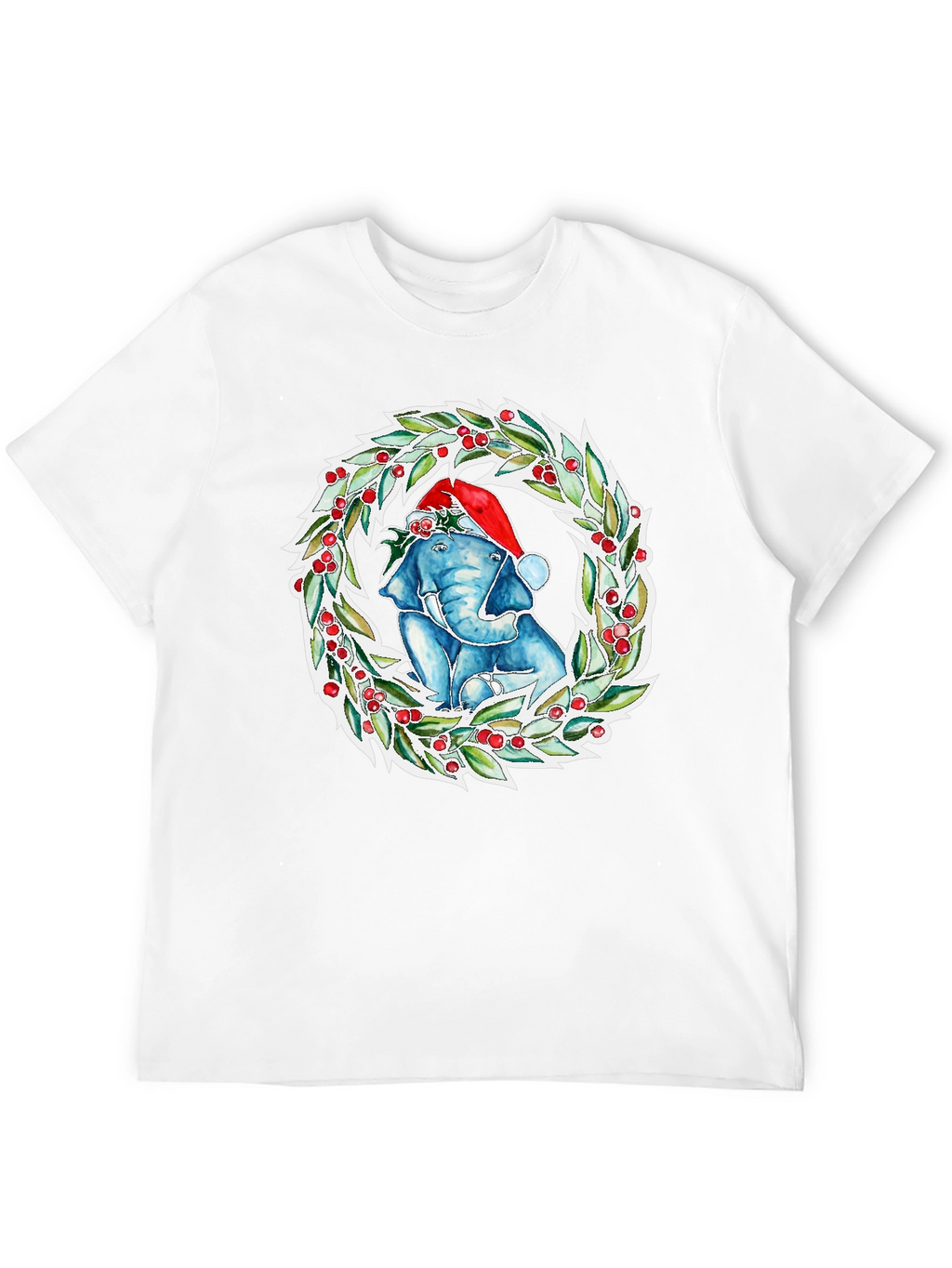 Christmas Elephant Wreath Graphic Tee