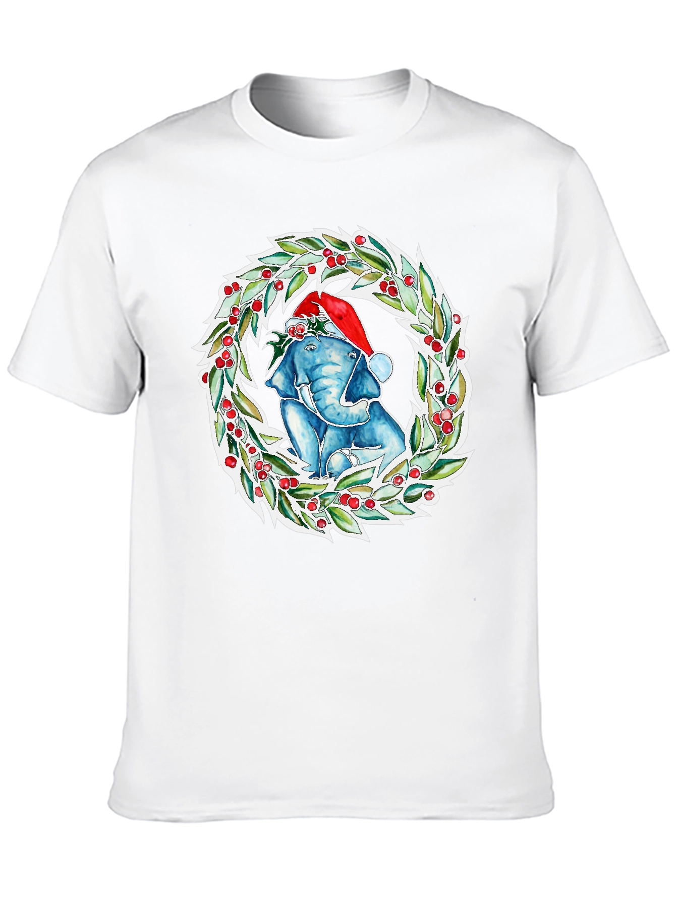 Christmas Elephant Wreath Graphic Tee