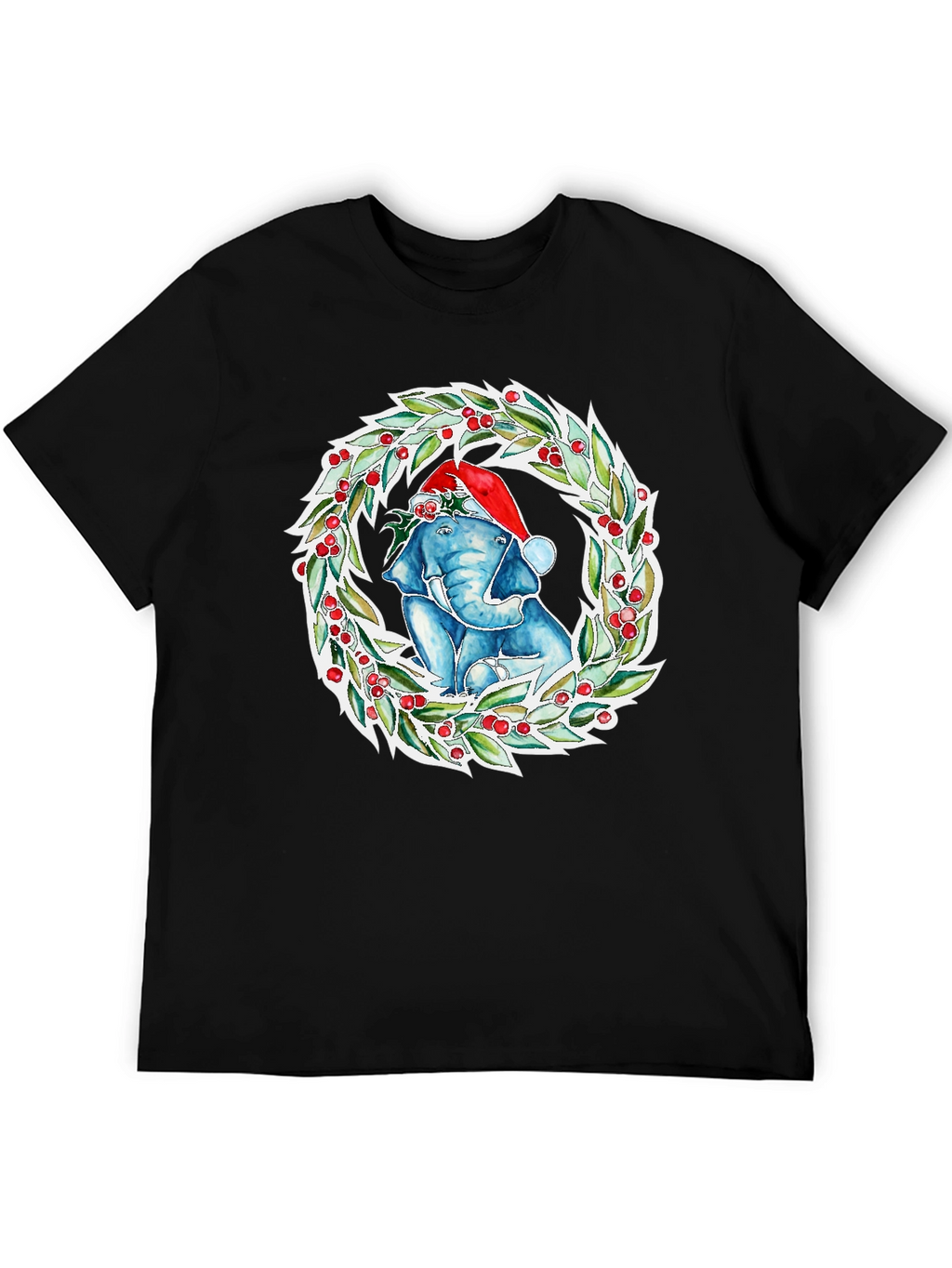 Christmas Elephant Wreath Graphic Tee