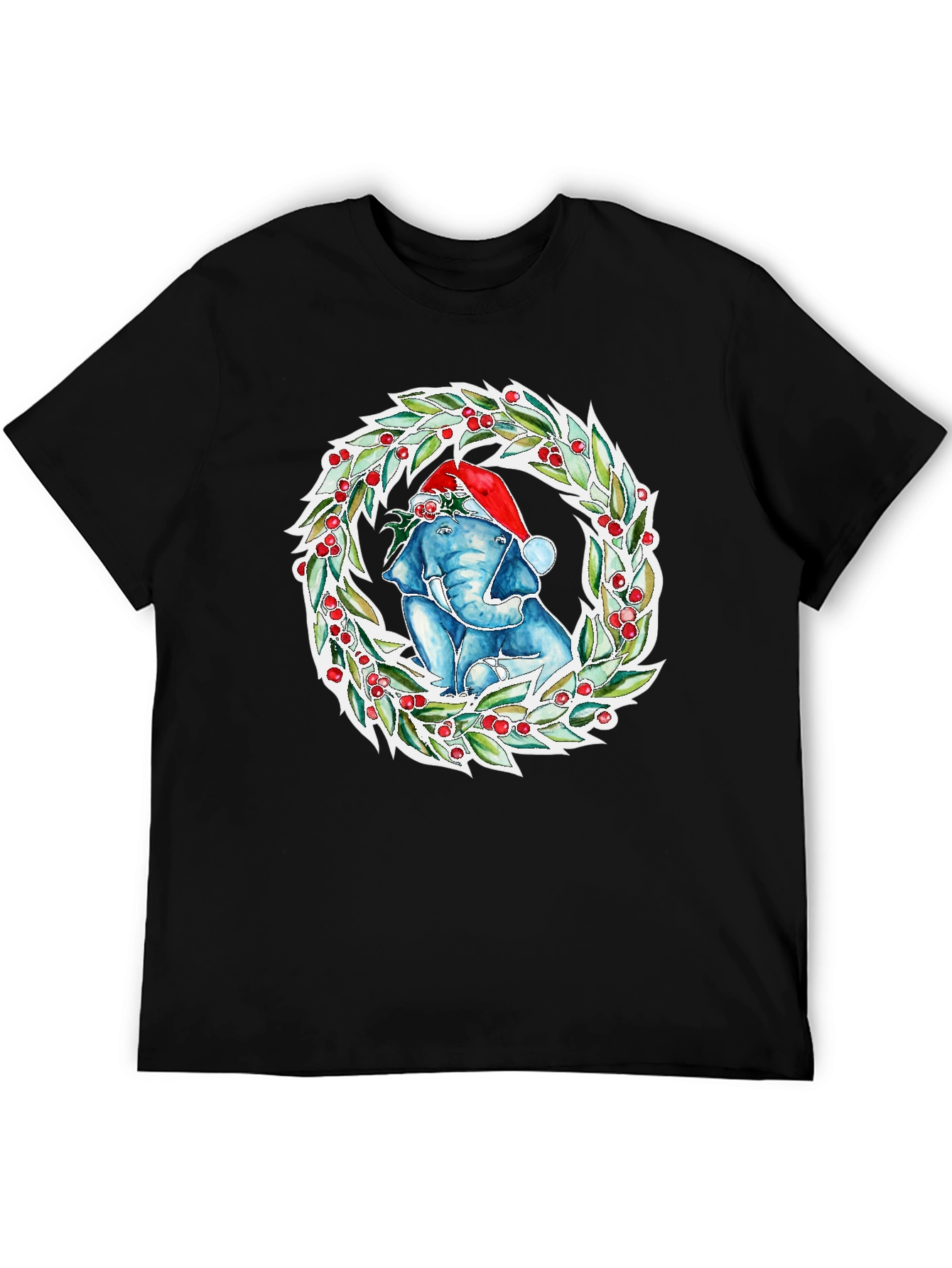 Christmas Elephant Wreath Graphic Tee
