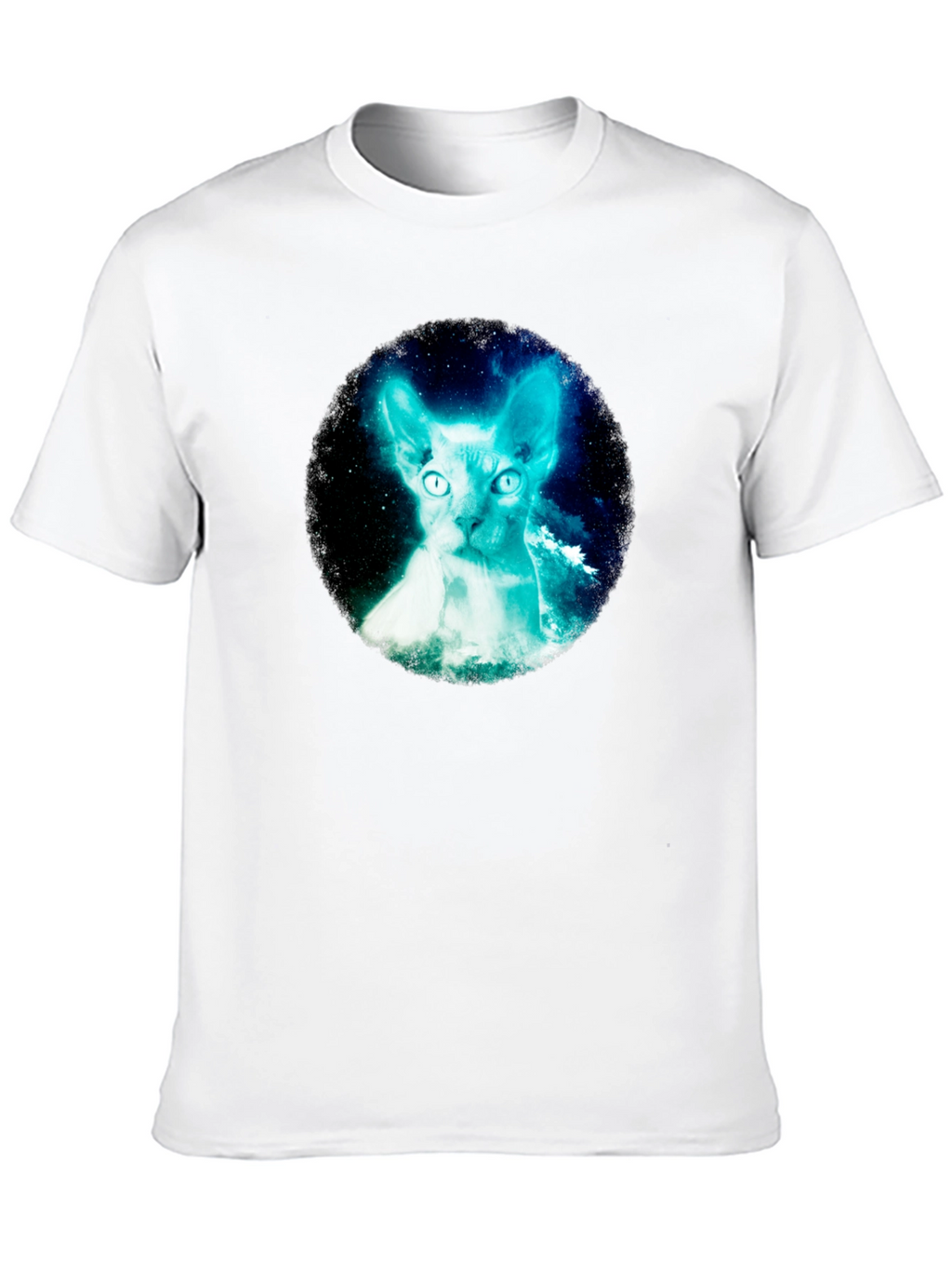 Sphynx Cat Galaxy Graphic Black T-Shirt