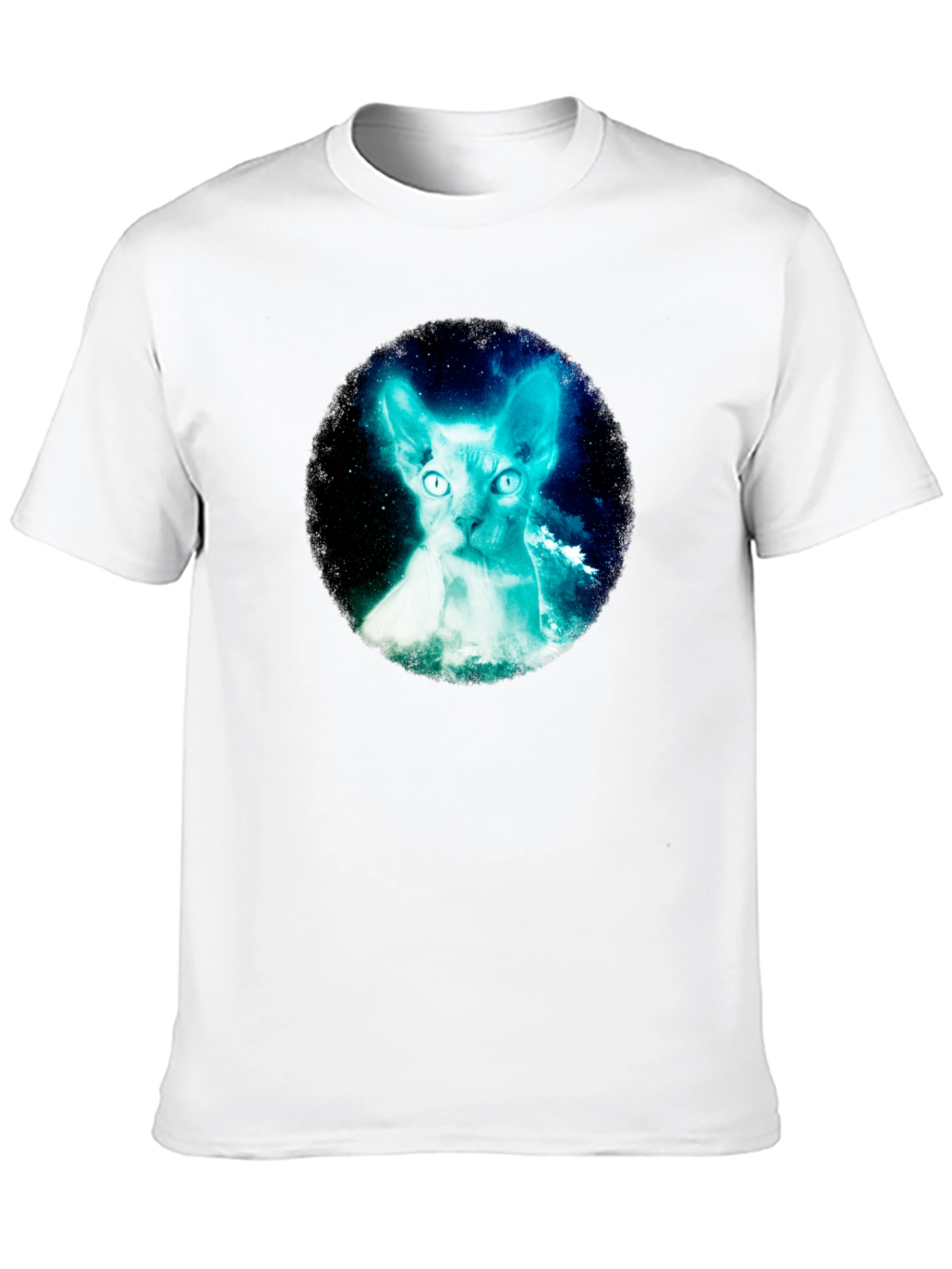 Sphynx Cat Galaxy Graphic Black T-Shirt
