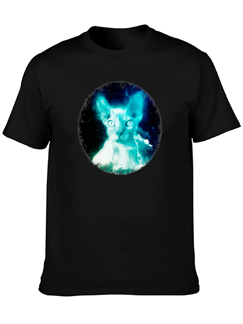Sphynx Cat Galaxy Graphic Black T-Shirt