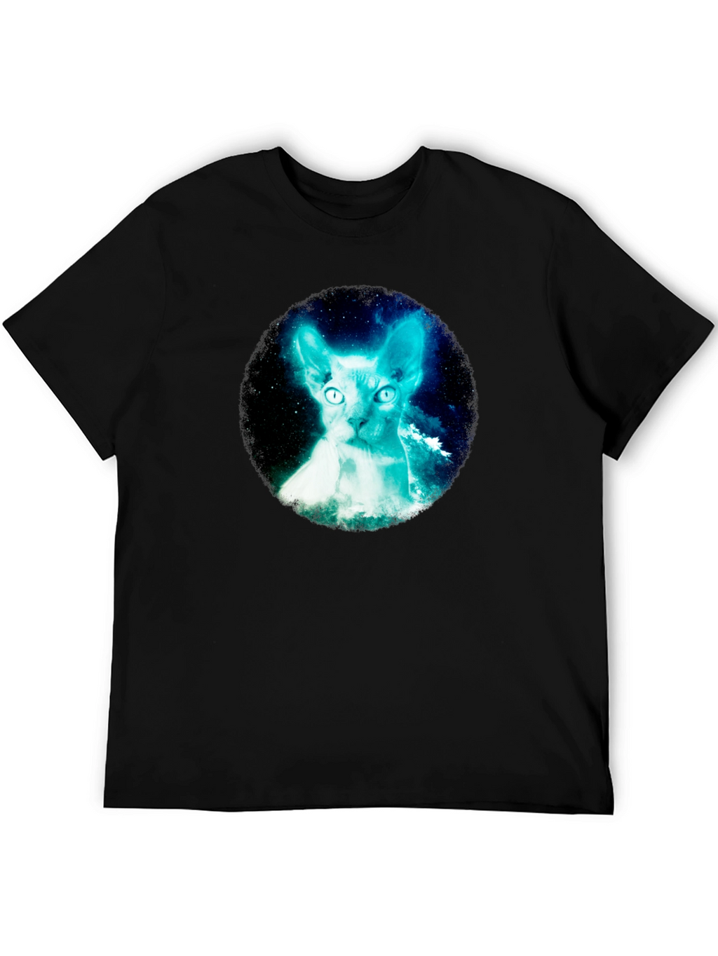 Sphynx Cat Galaxy Graphic Black T-Shirt