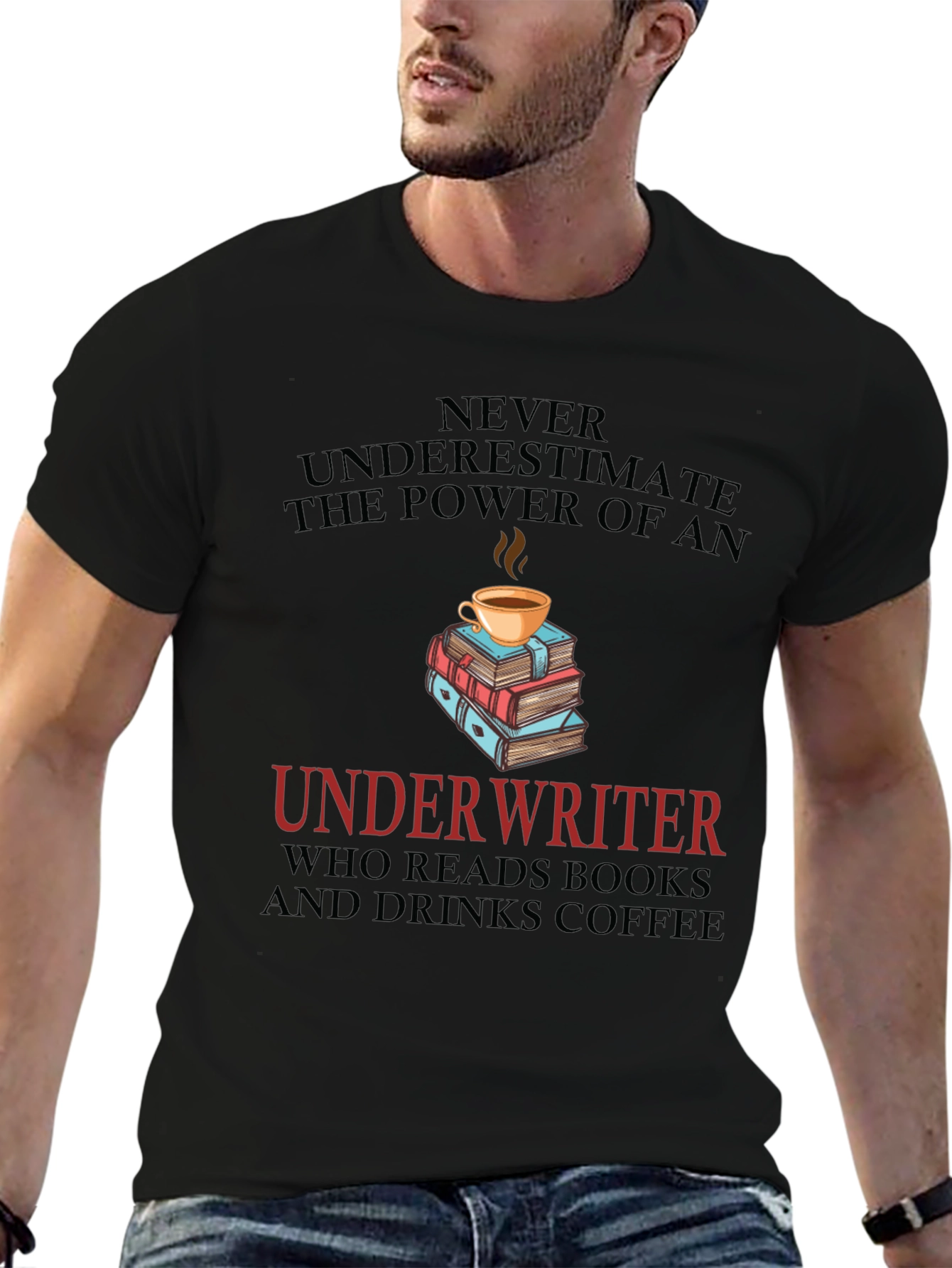 Underwriter Coffee & Books Graphic T-Shirt