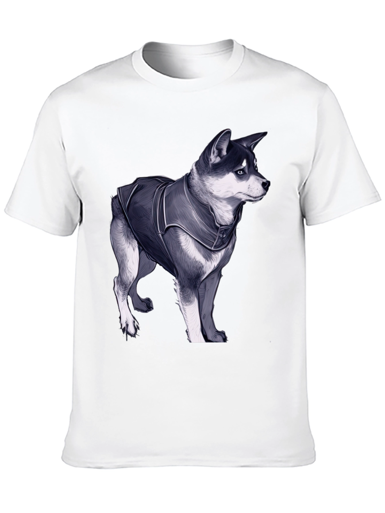 Dog in Jacket Graphic Tee - Black Casual T-Shirt