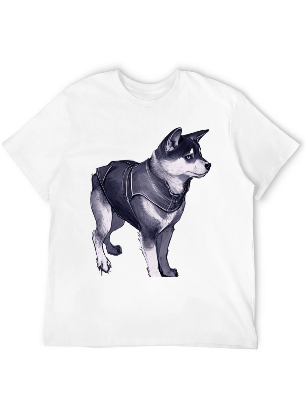 Dog in Jacket Graphic Tee - Black Casual T-Shirt