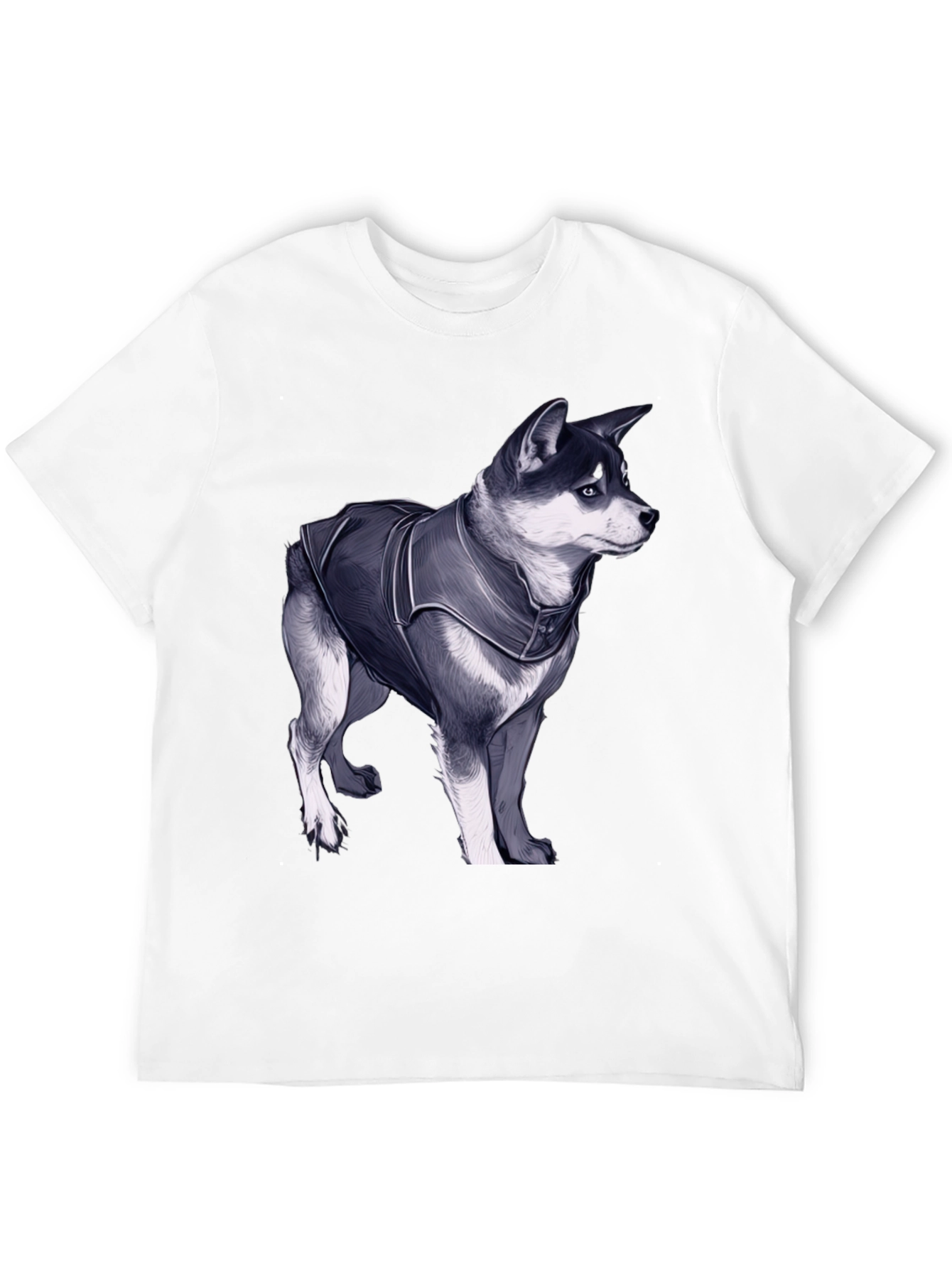 Dog in Jacket Graphic Tee - Black Casual T-Shirt