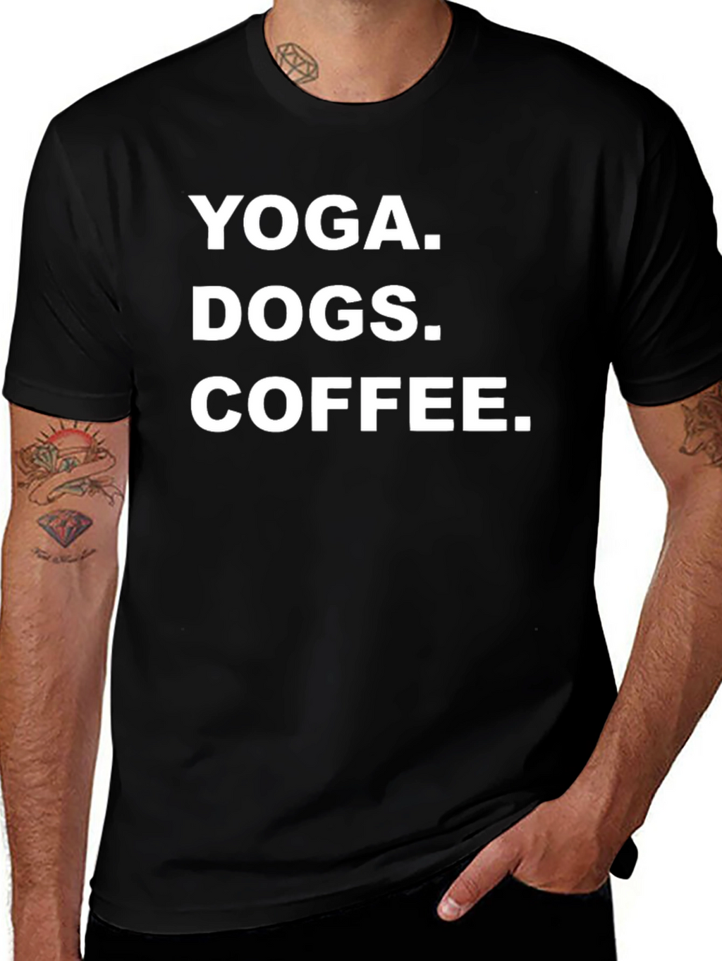 Yoga Dogs Coffee Graphic Tee - Black Cotton T-Shirt