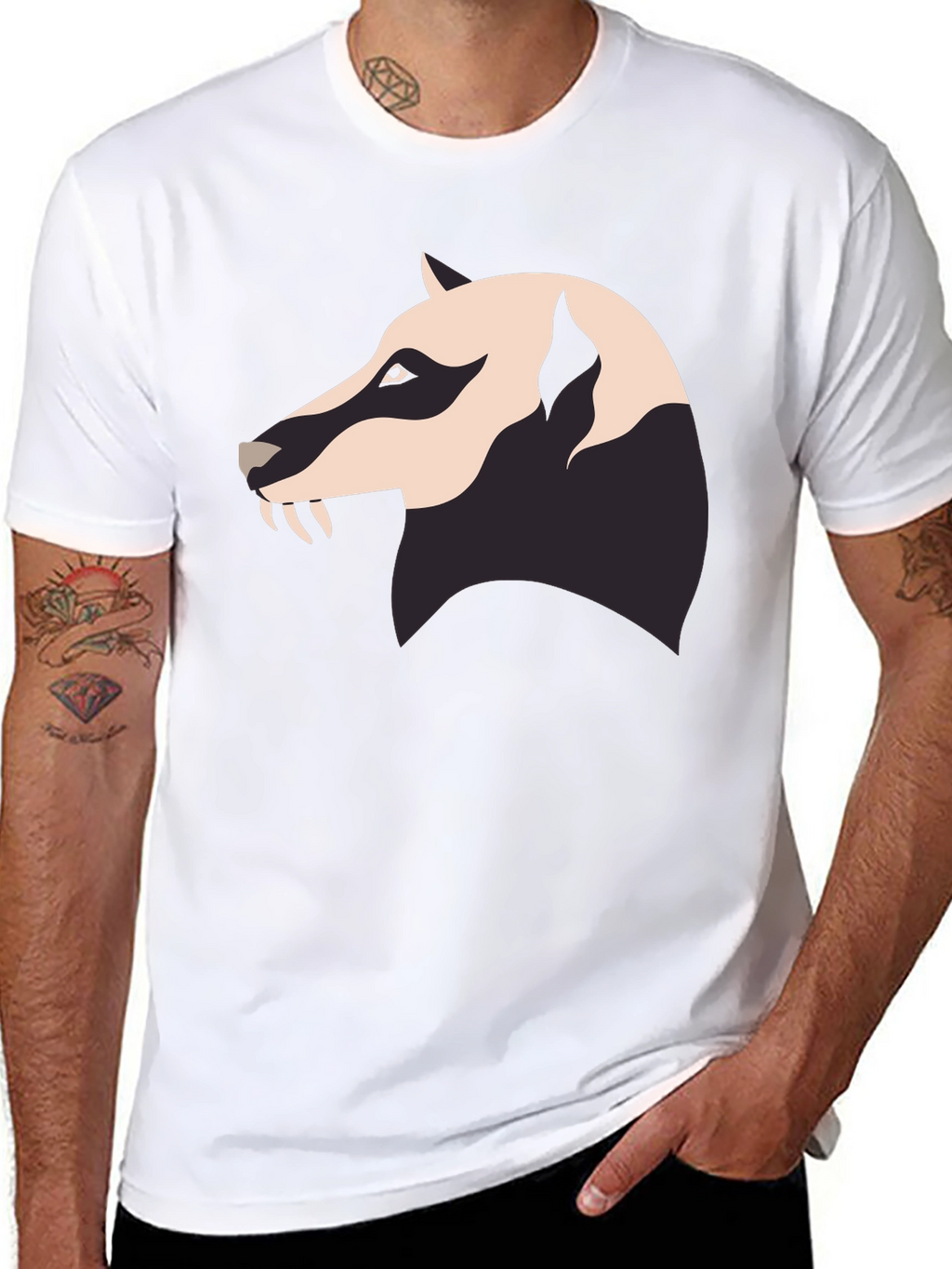 Badger Graphic Tee - Mens Black Crew Neck