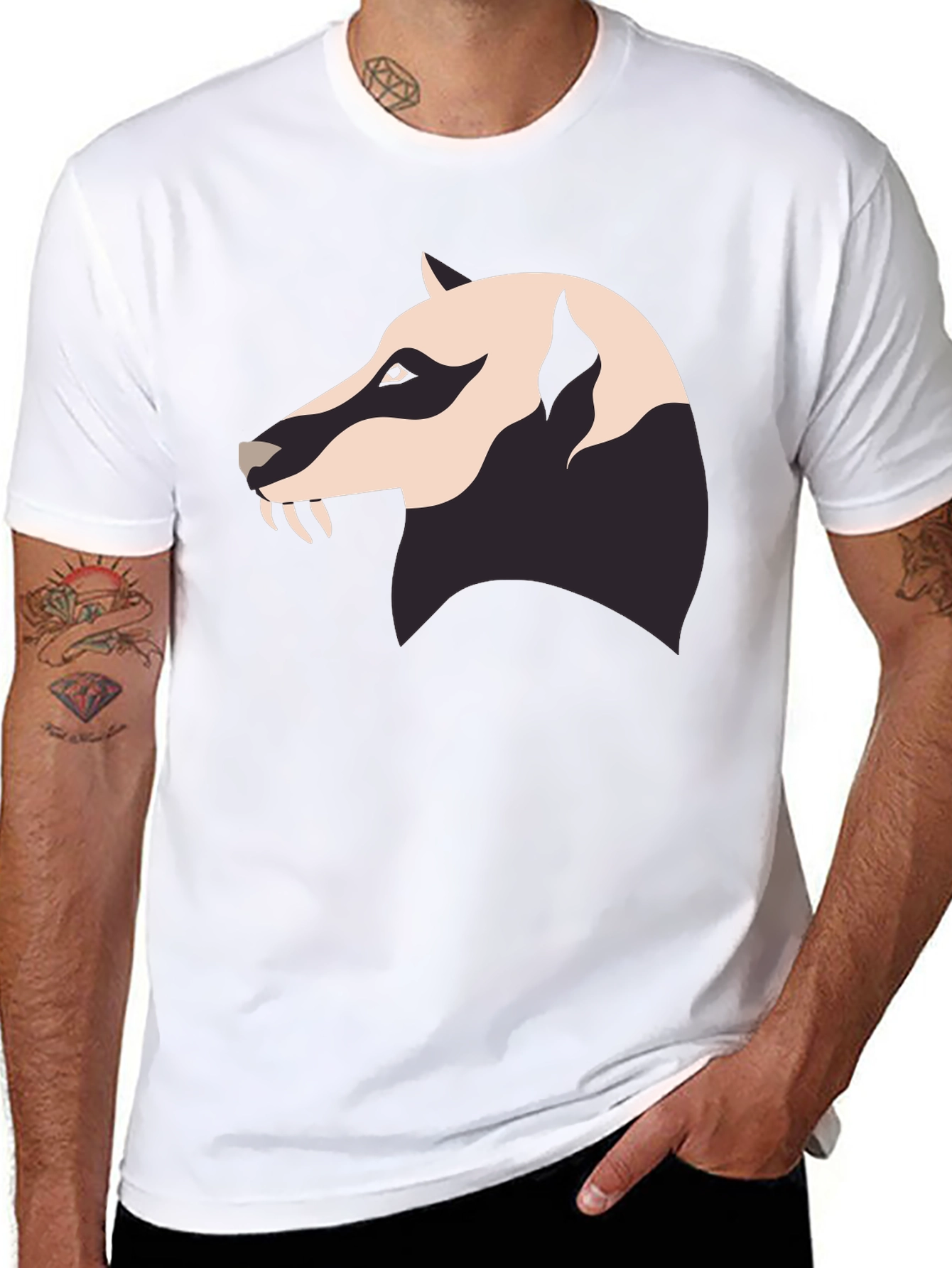 Badger Graphic Tee - Mens Black Crew Neck
