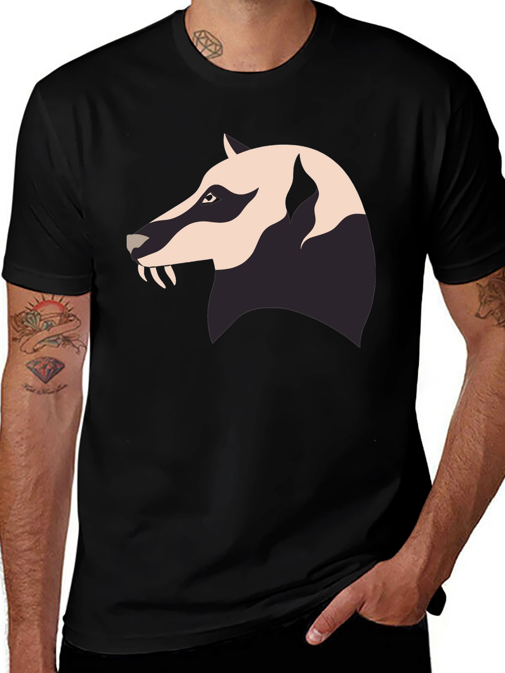 Badger Graphic Tee - Mens Black Crew Neck