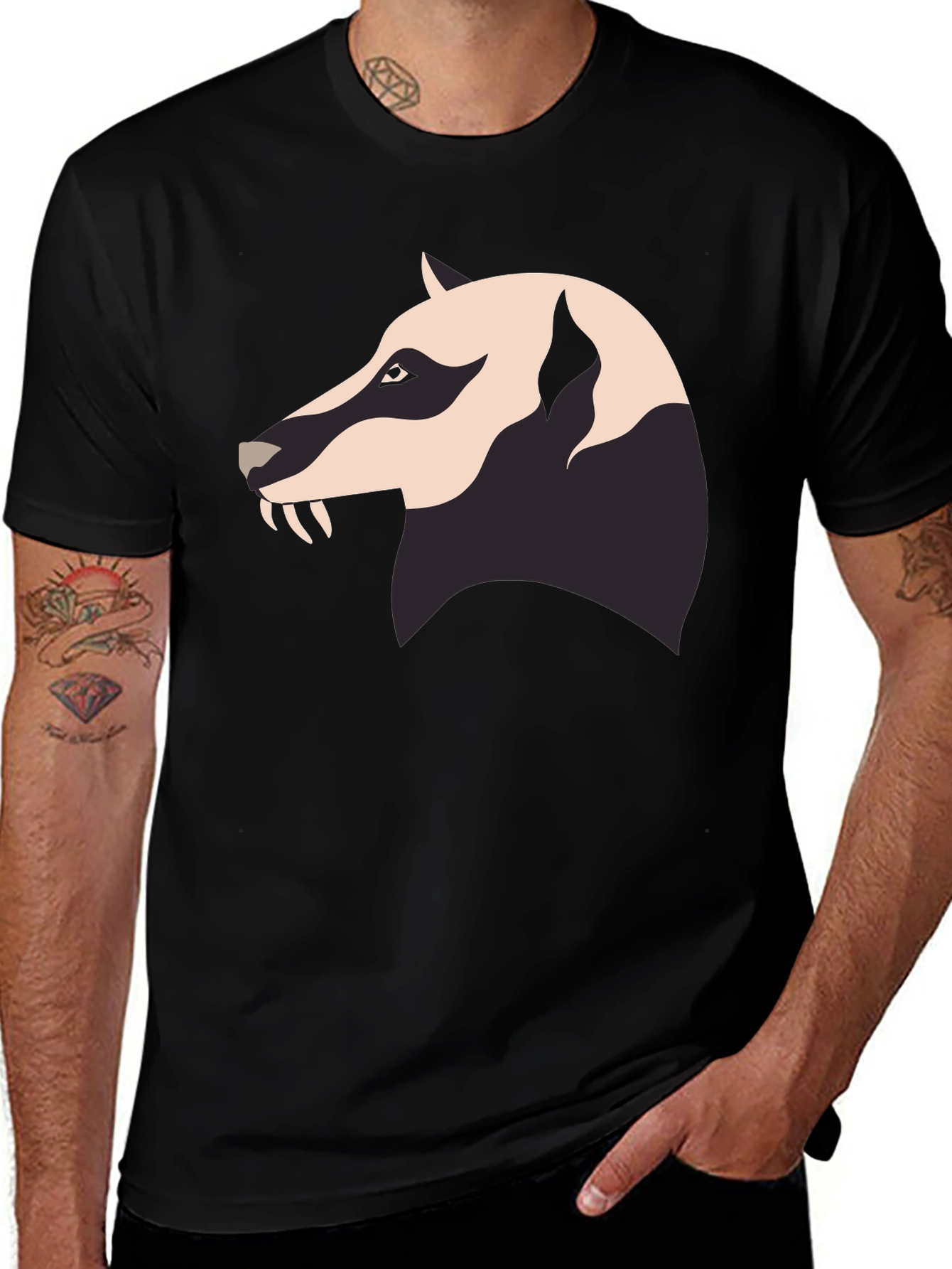 Badger Graphic Tee - Mens Black Crew Neck