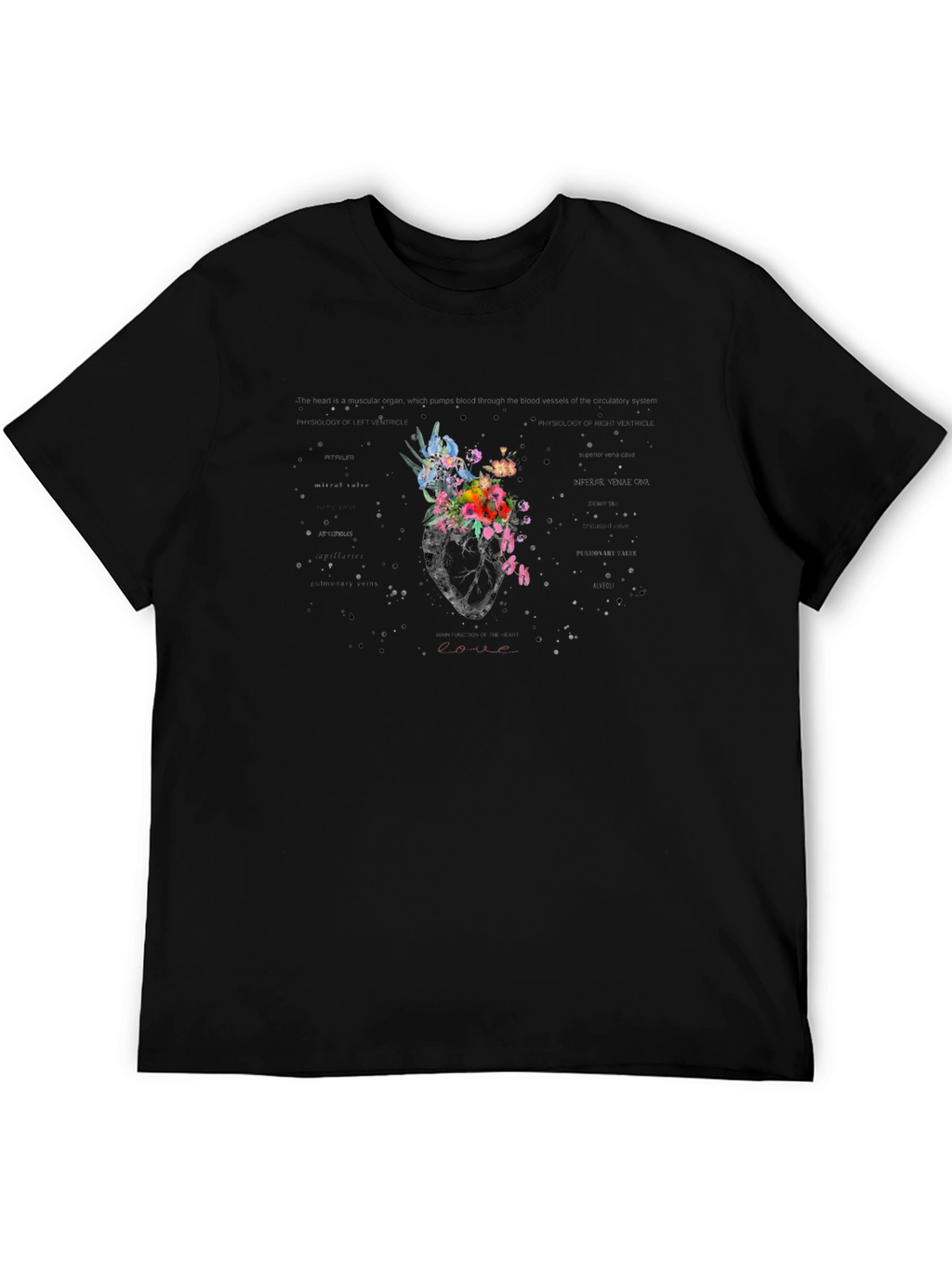 Floral Heart Graphic T-Shirt - Unique Artistic Design