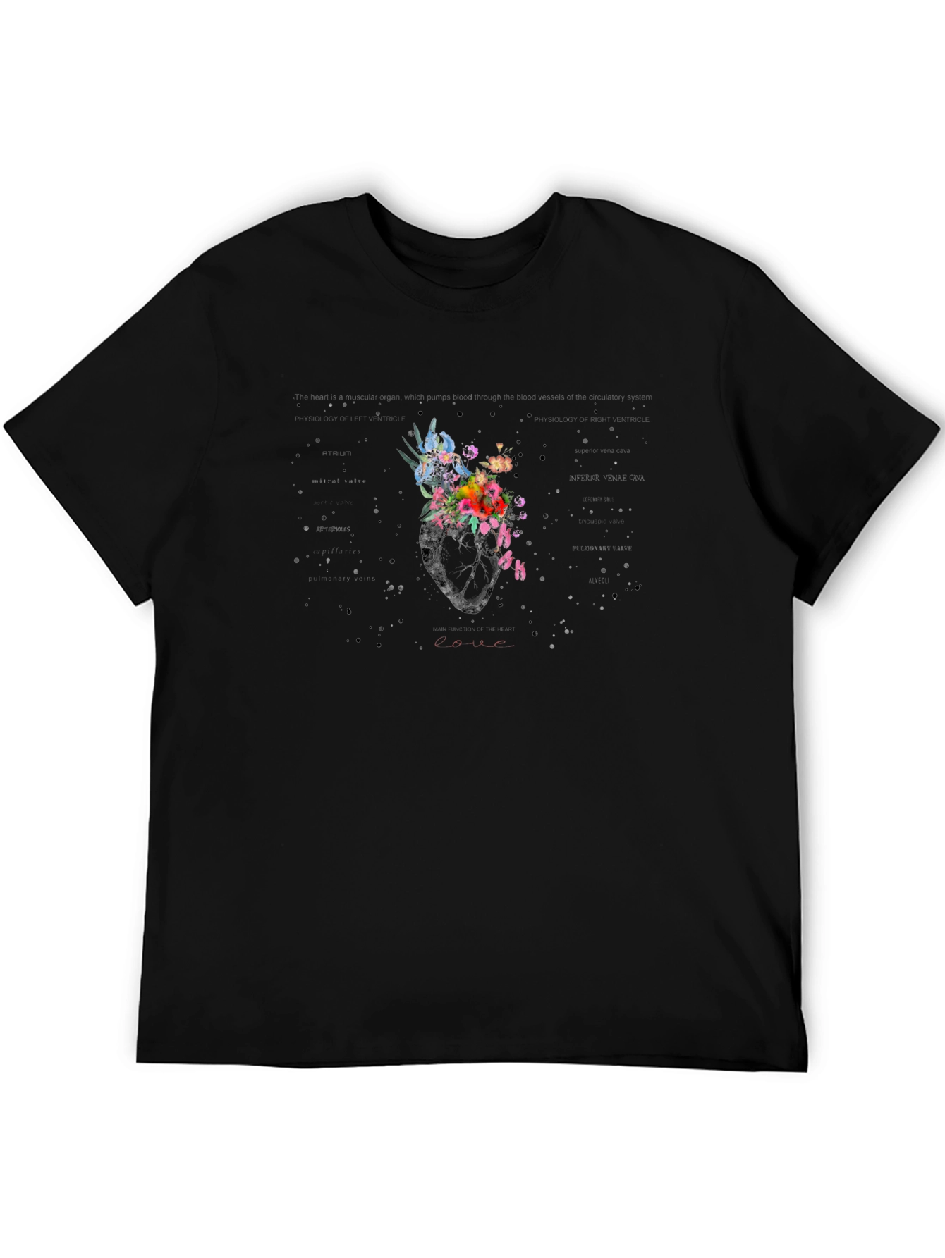 Floral Heart Graphic T-Shirt - Unique Artistic Design