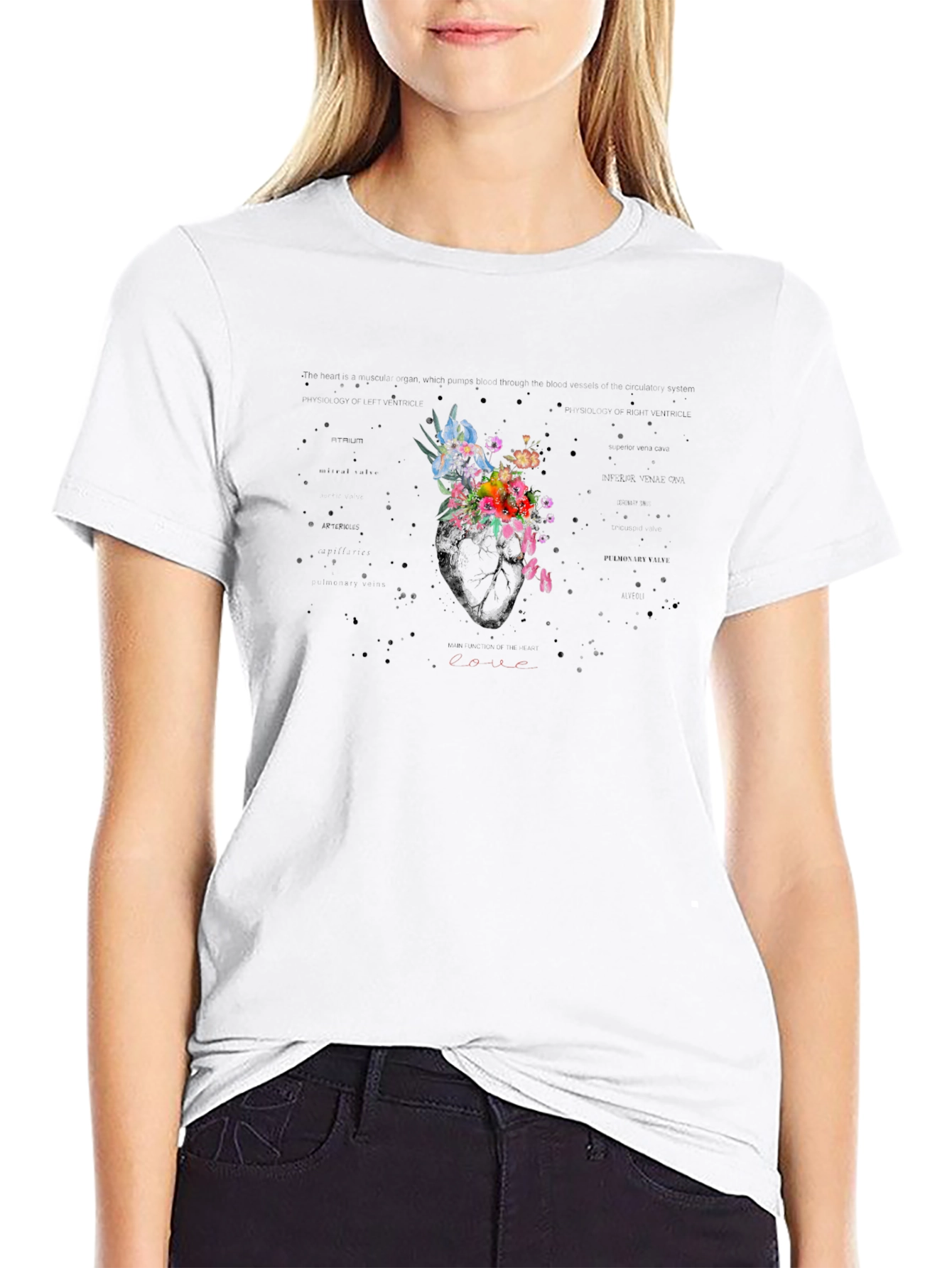 Floral Heart Graphic T-Shirt - Unique Artistic Design