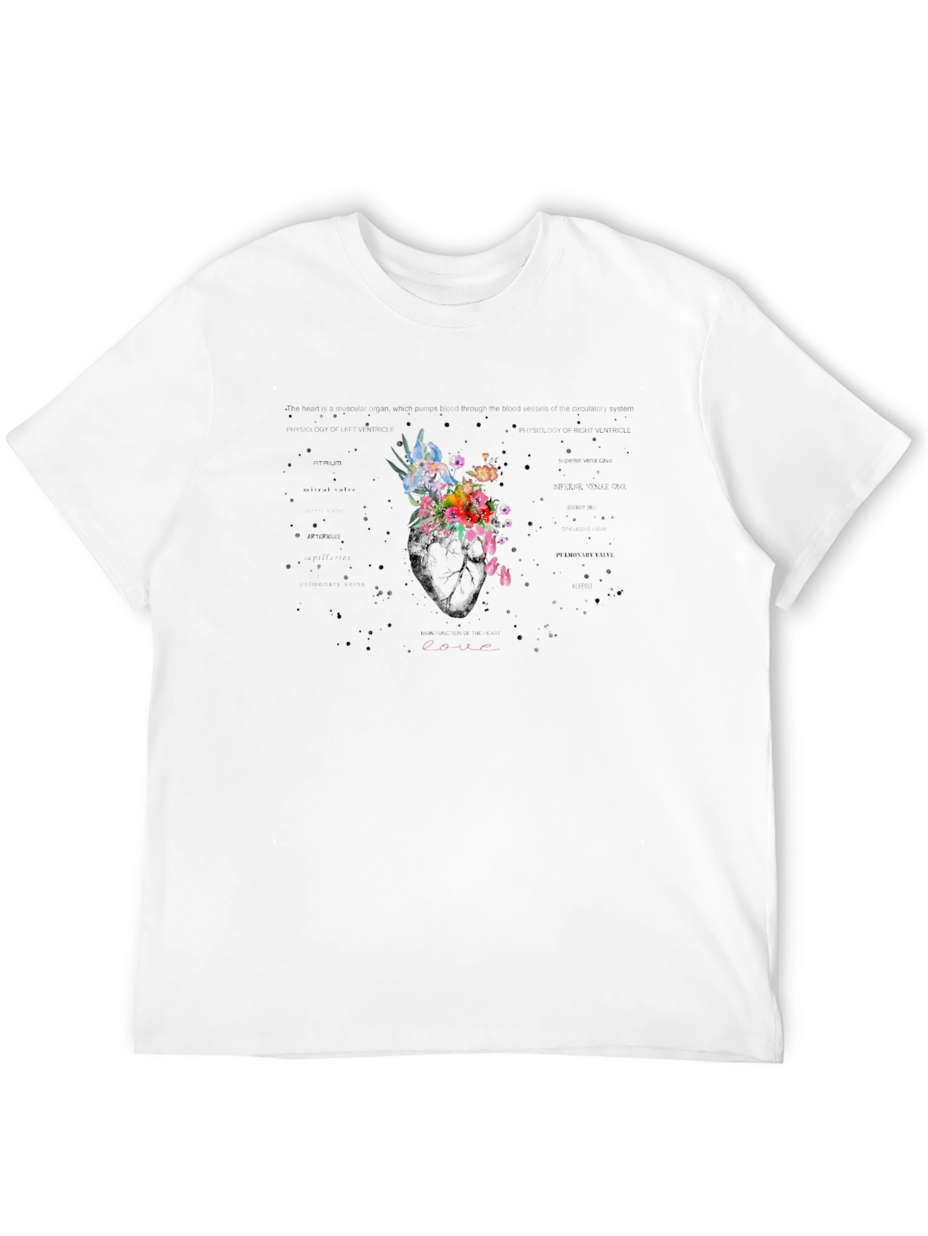 Floral Heart Graphic T-Shirt - Unique Artistic Design