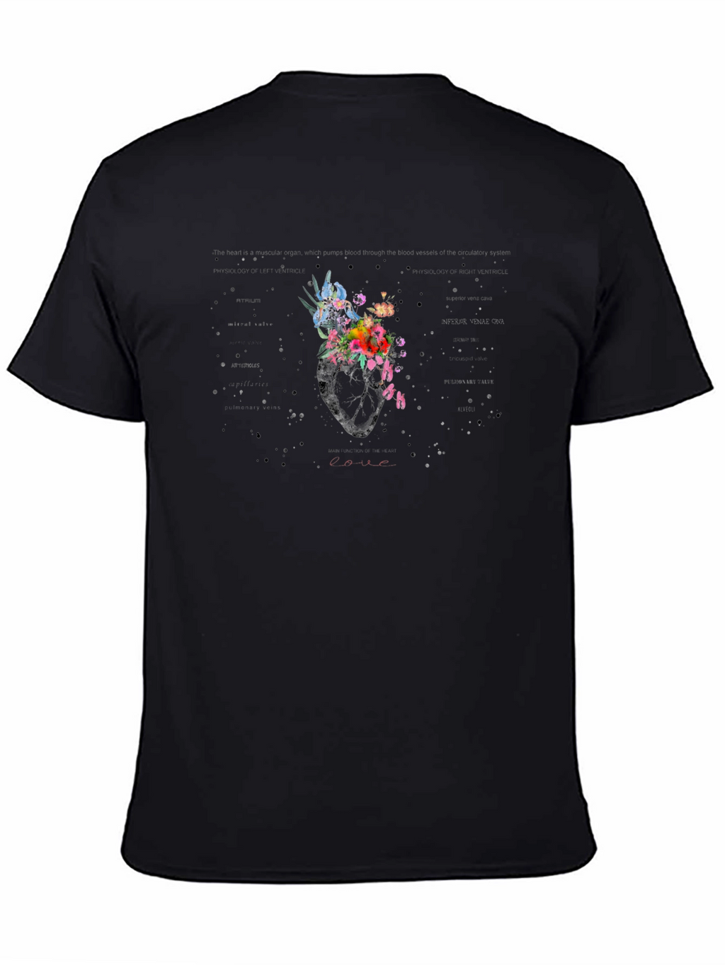 Floral Heart Graphic T-Shirt - Unique Artistic Design