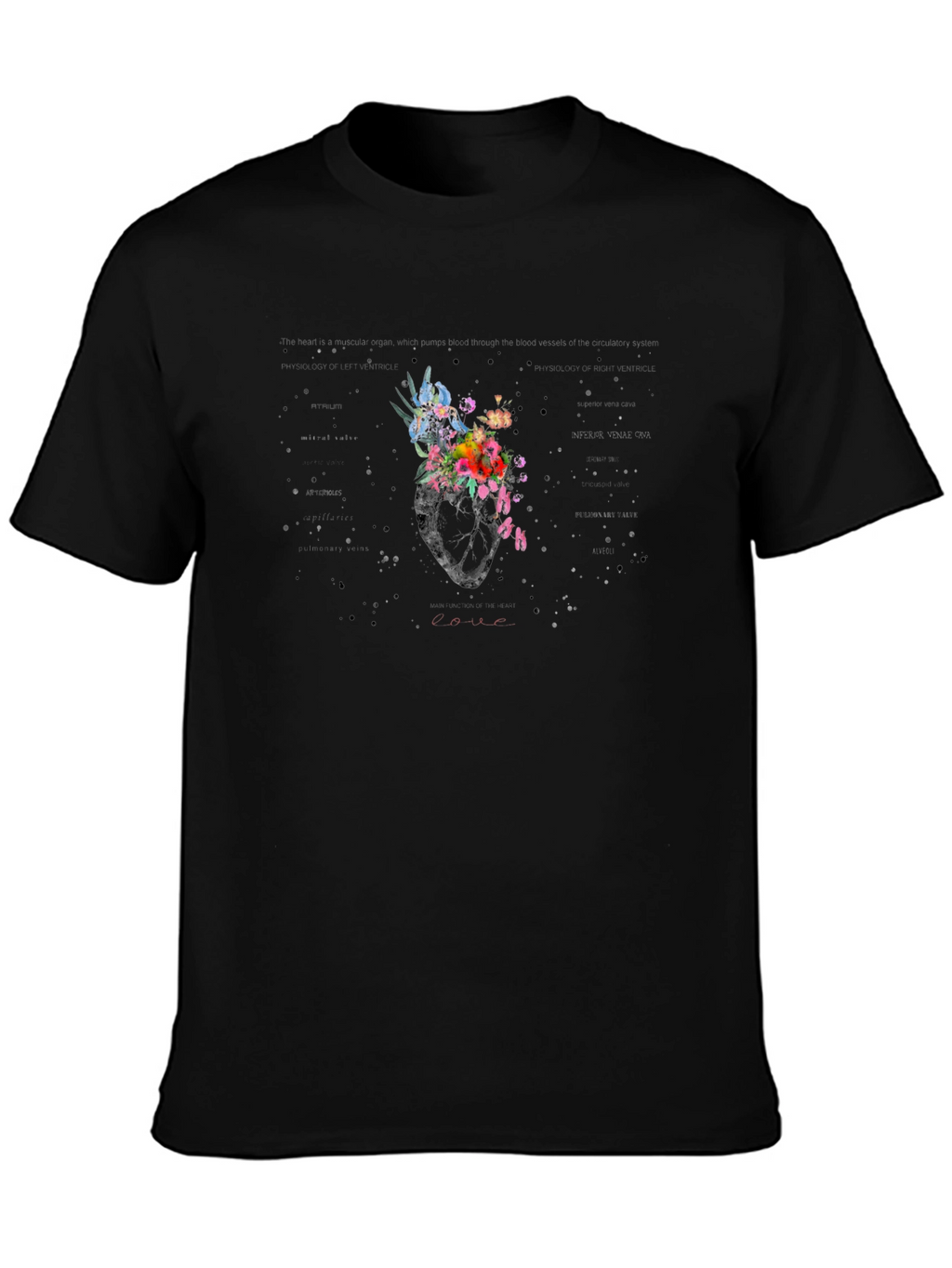 Floral Heart Graphic T-Shirt - Unique Artistic Design