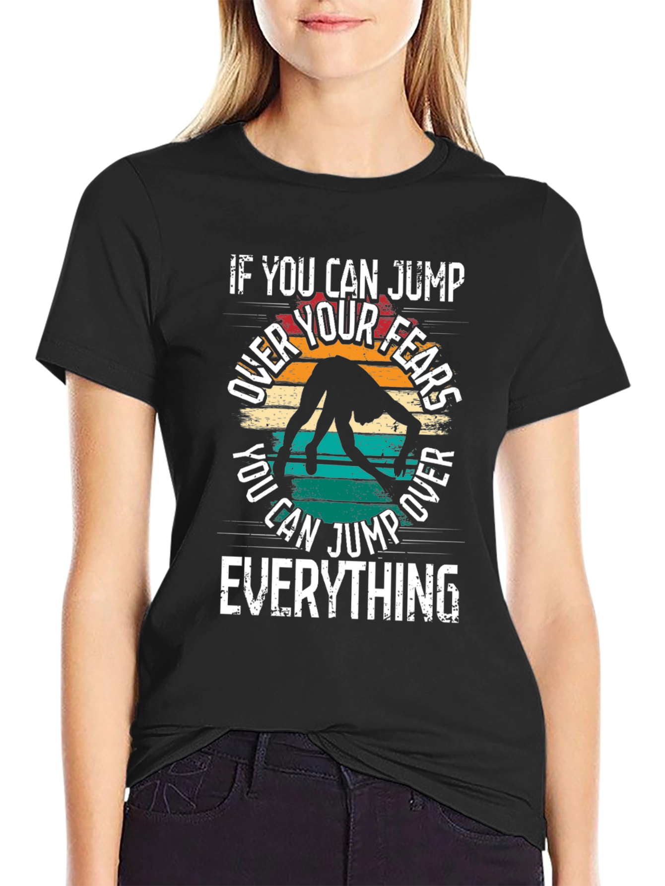 Jump Over Fears T-Shirt: Vintage Motivation Tee