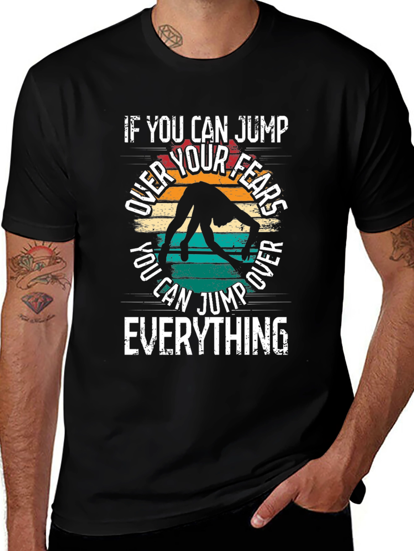 Jump Over Fears T-Shirt: Vintage Motivation Tee